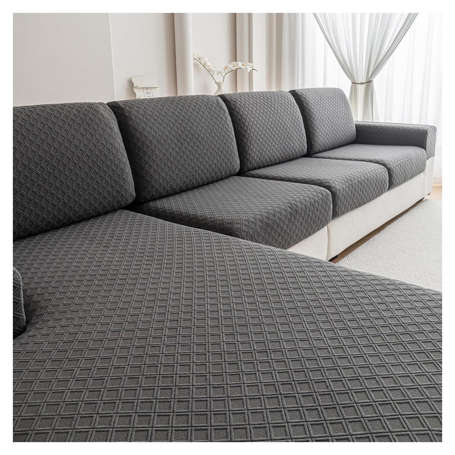 Funda de Sofá Lavable QIANMEW XL Gris Oscuro para Sofá Seccional
