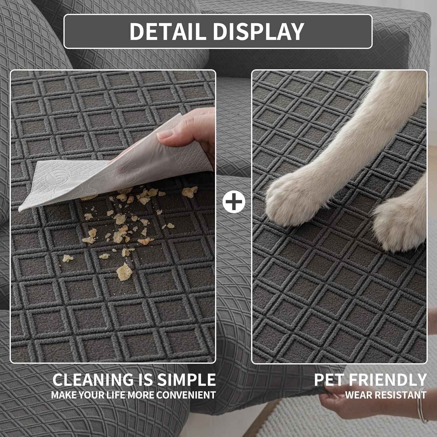 Funda de Sofá Lavable QIANMEW XL Gris Oscuro para Sofá Seccional