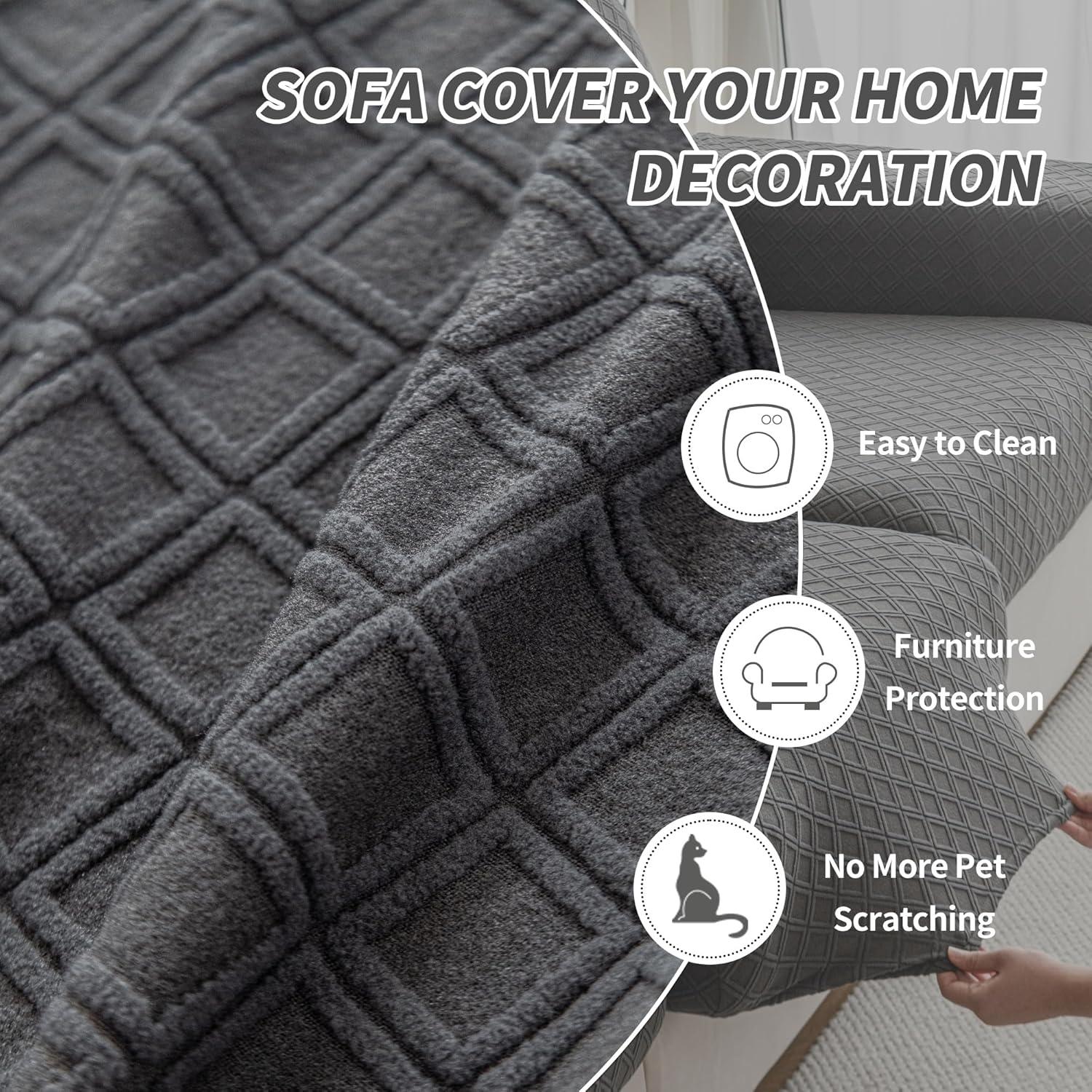 Funda de Sofá Lavable QIANMEW XL Gris Oscuro para Sofá Seccional