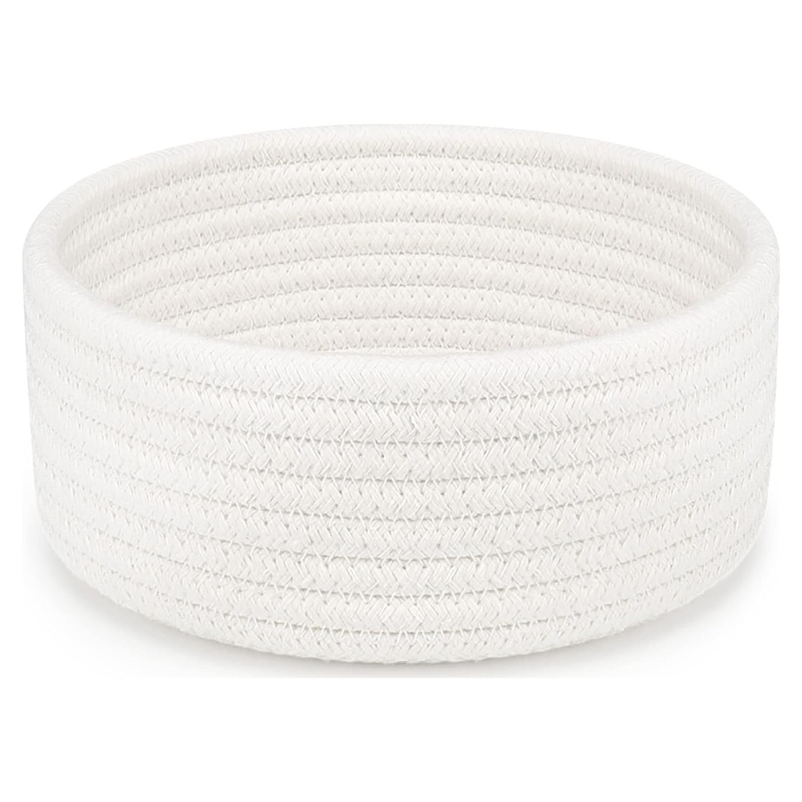 Cesta Pequeña Tejida ABenkle 20x20 cm Decorativa Blanca