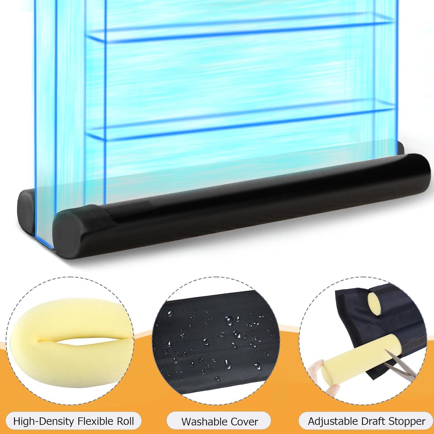 BlissTrends Door Draft Stopper Covers Gaps up to 2.36", Draft Stopper for Bottom of Door Soundproof, Windproof, Dustproof, Block Light, Insect Resistant, Under Door Draft Stopper 30 Inch (Black)