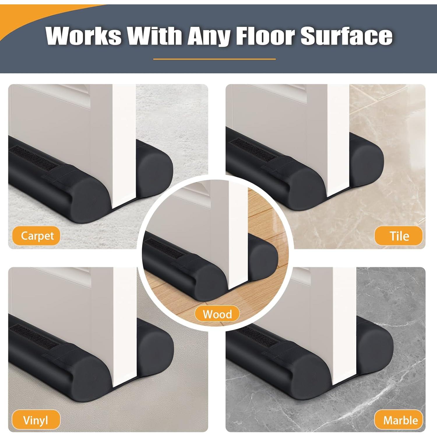 BlissTrends Door Draft Stopper Covers Gaps up to 2.36", Draft Stopper for Bottom of Door Soundproof, Windproof, Dustproof, Block Light, Insect Resistant, Under Door Draft Stopper 30 Inch (Black)