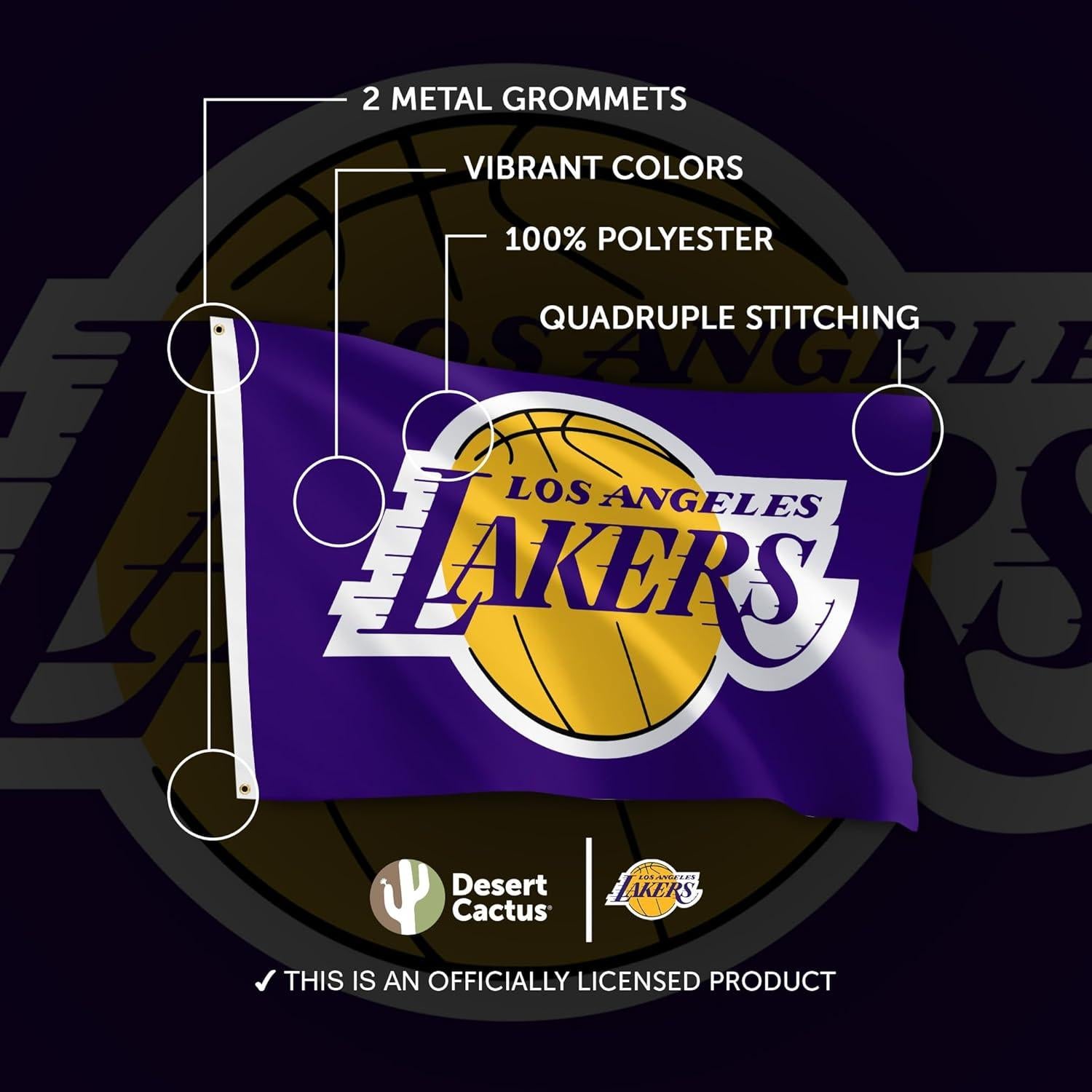 Bandera Los Angeles Lakers Desert Cactus 3x1.5m Poliester