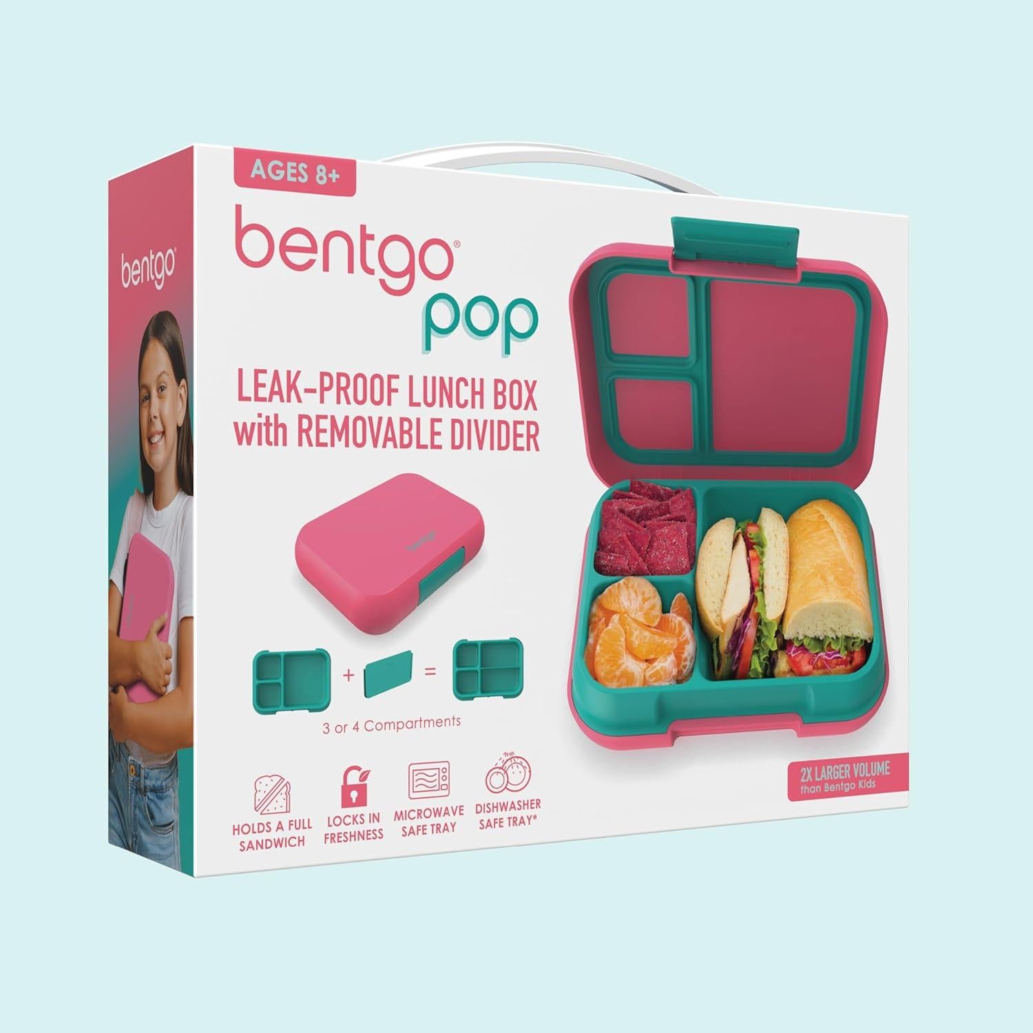 Bentgo Pop Caja de Almuerzo 5 Tazas Coral Teal a Prueba de Fugas