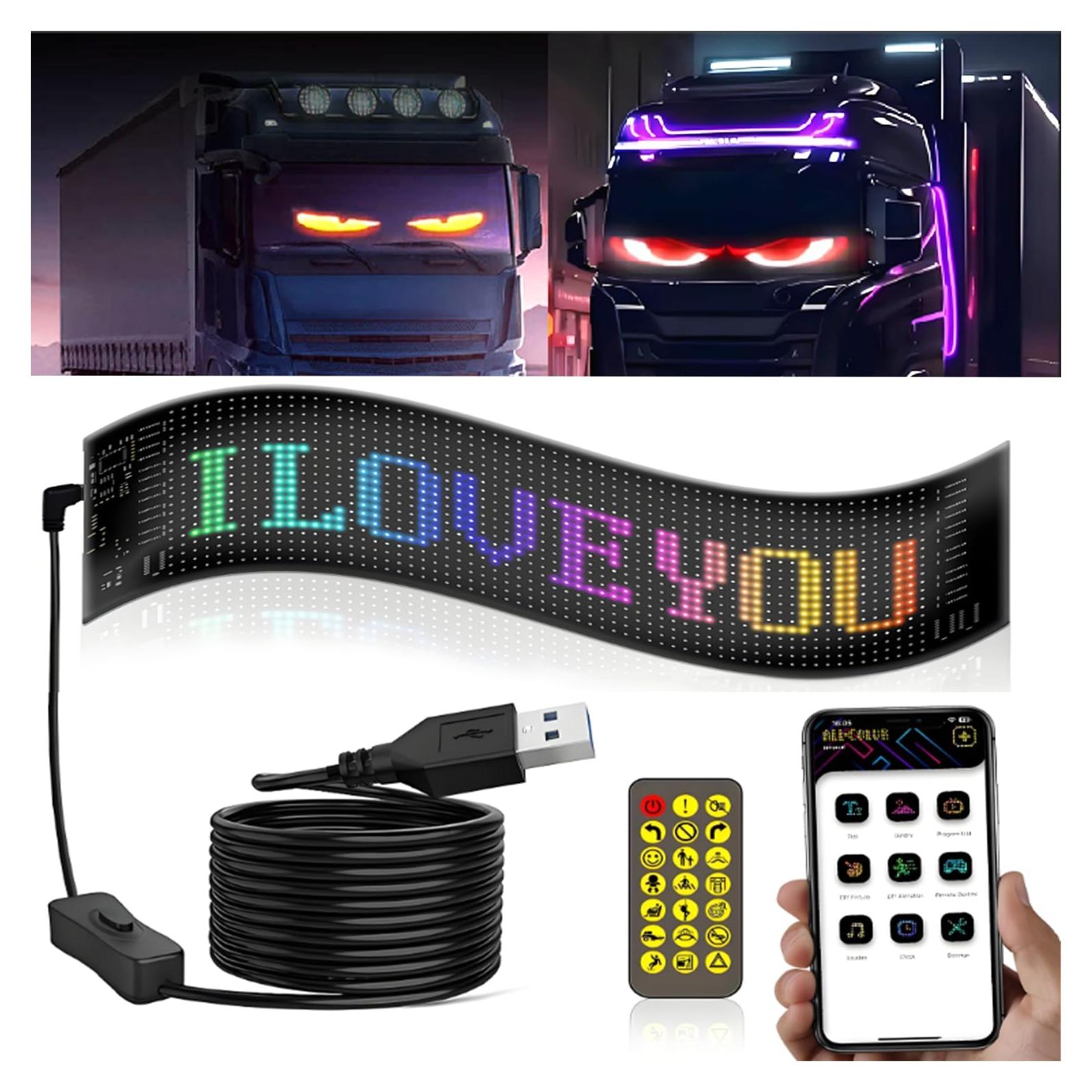 Luz LED Flexible Programable Juchangps 37.4x9.2cm para Autos