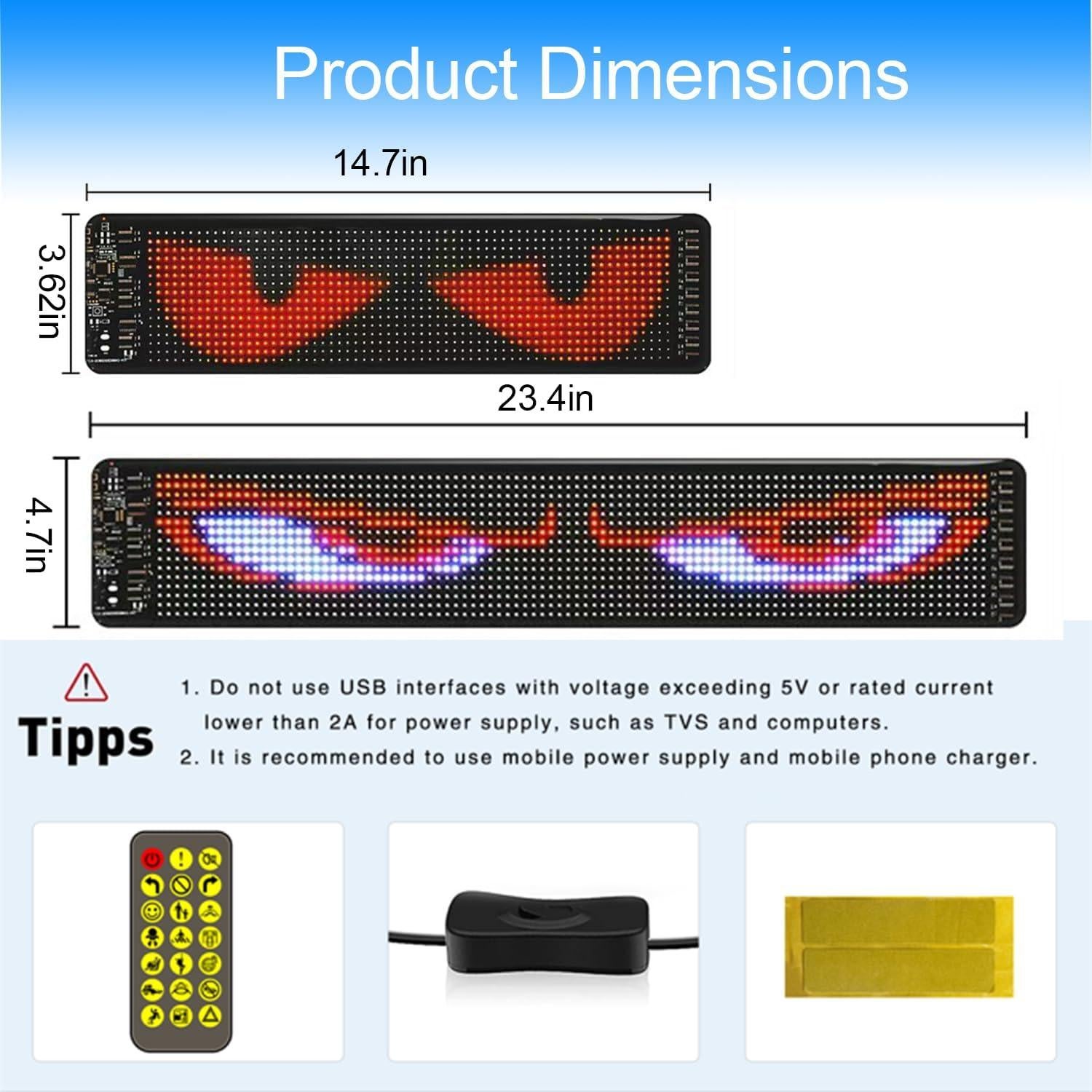 Luz LED Flexible Programable Juchangps 37.4x9.2cm para Autos