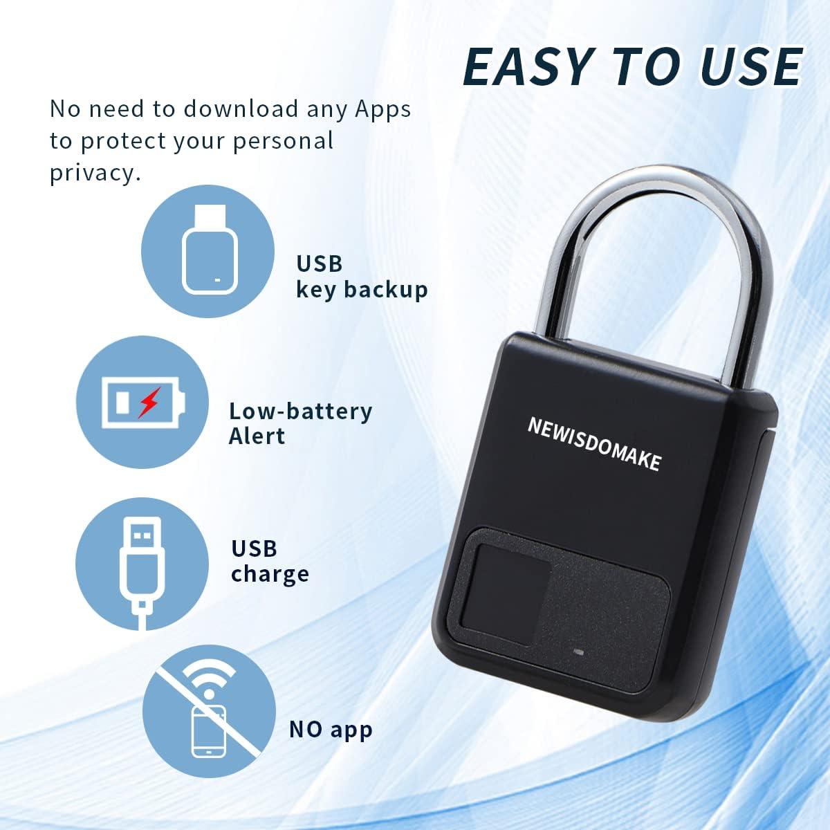 Candado de Huella Dactilar Newisdomake NM-8900B Negro