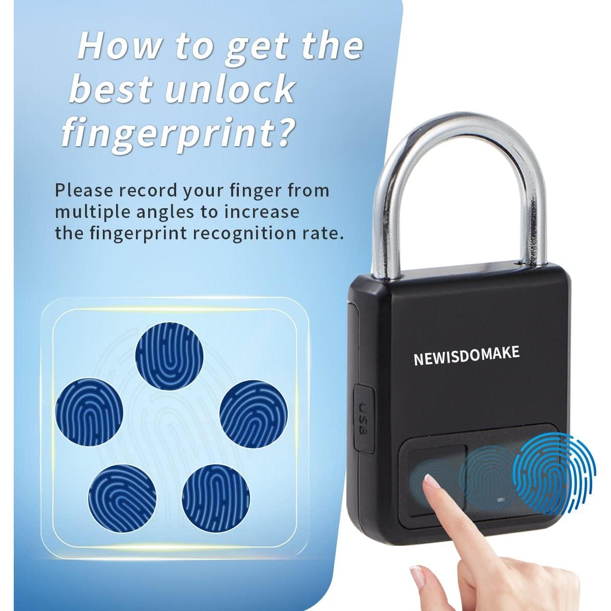 Candado de Huella Dactilar Newisdomake NM-8900B Negro