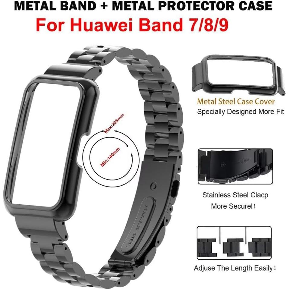 Correa de Acero Inoxidable para Huawei Band 7/8/9/10 - Negro