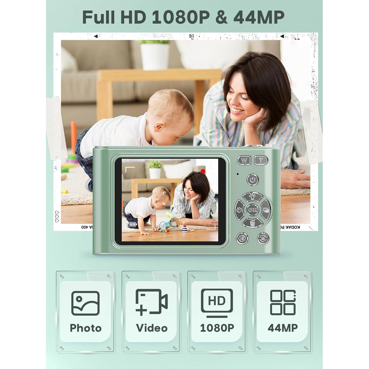 Cámara Digital VYNCS H15 para Niños 1080P Zoom 16X Verde
