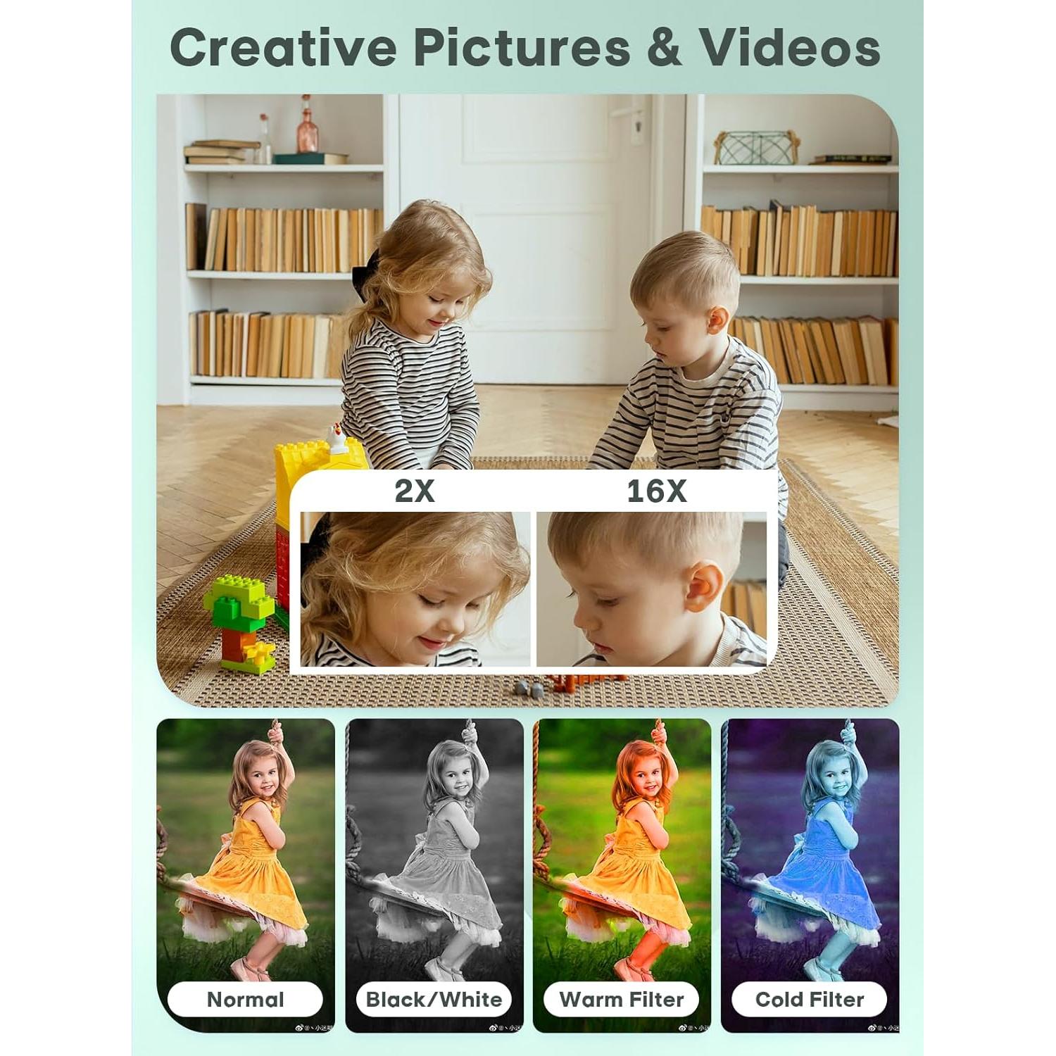 Cámara Digital VYNCS H15 para Niños 1080P Zoom 16X Verde