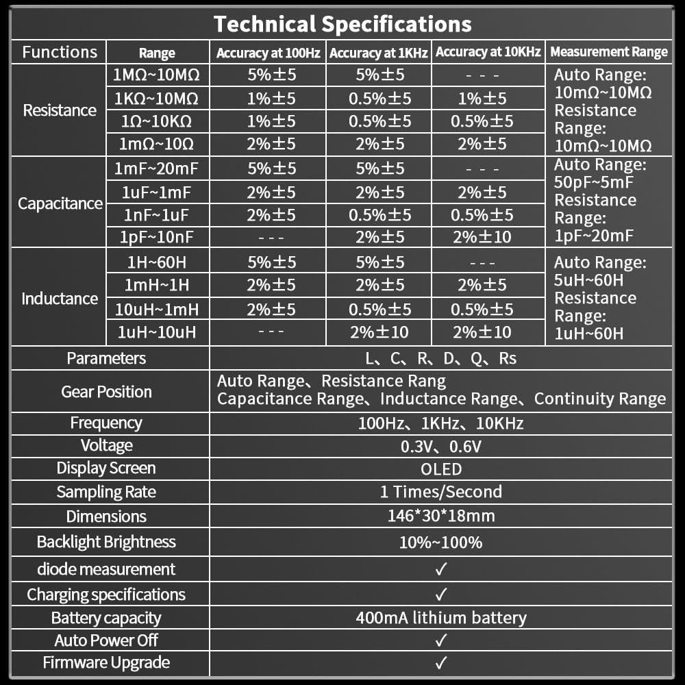 Medidor LCR ZOYI ZT-MD1 10KHz 0.5% Precisión Digital