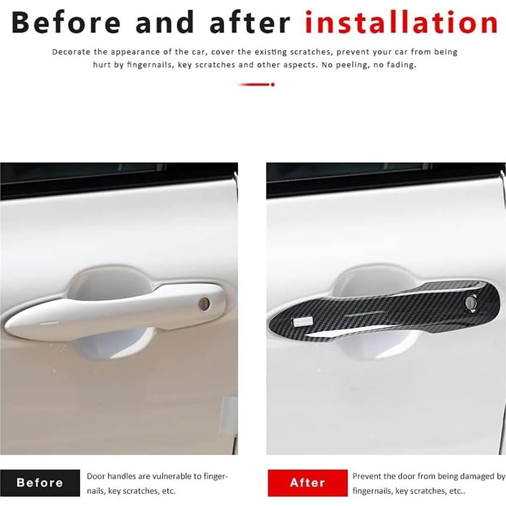 Cubierta Manija Puerta Auto DLOVEG Fibra Carbono Toyota 2018-2025