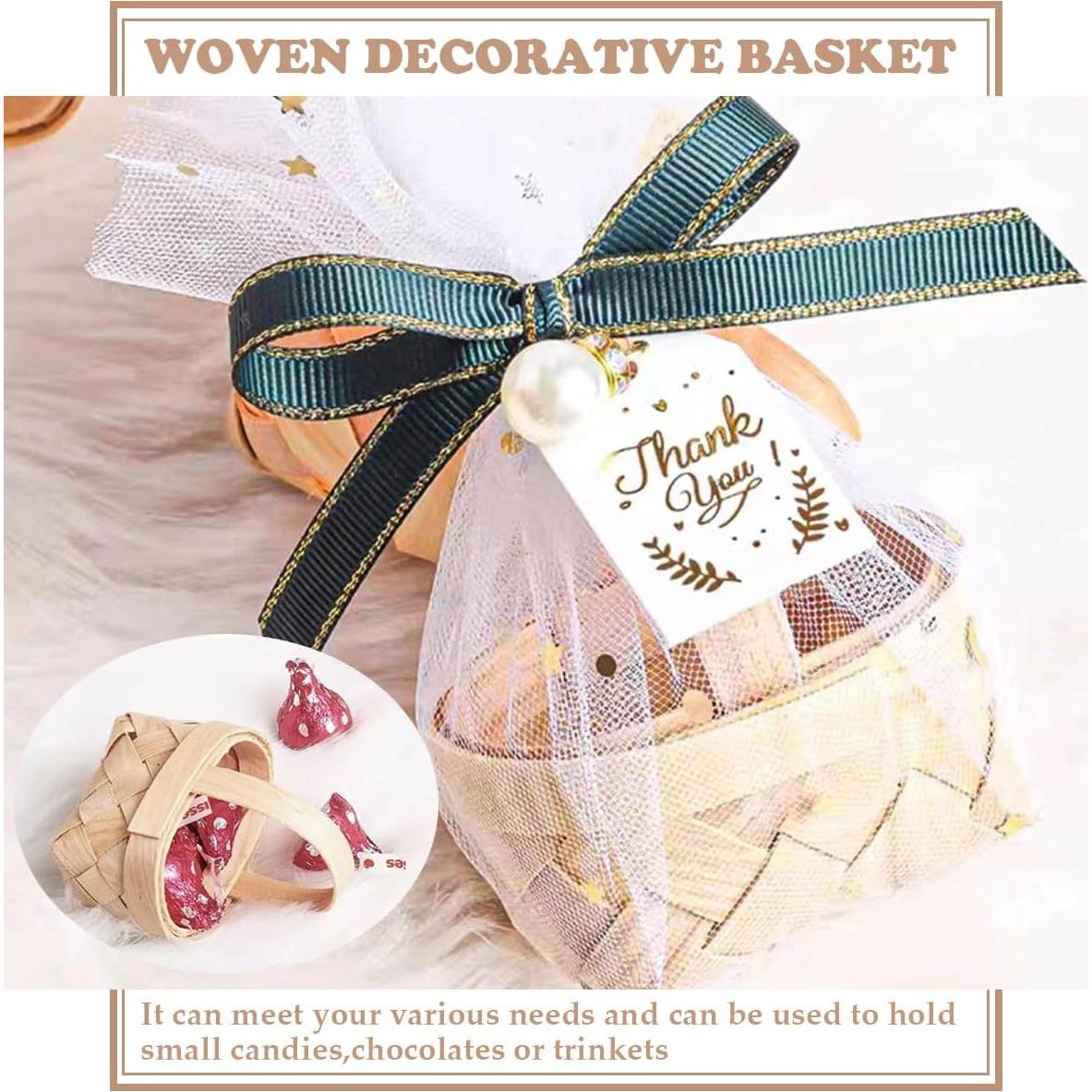 15 Mini Cestas de Madera Tejidas LNQ LUNIQI - 6.2x4.8x7.4cm