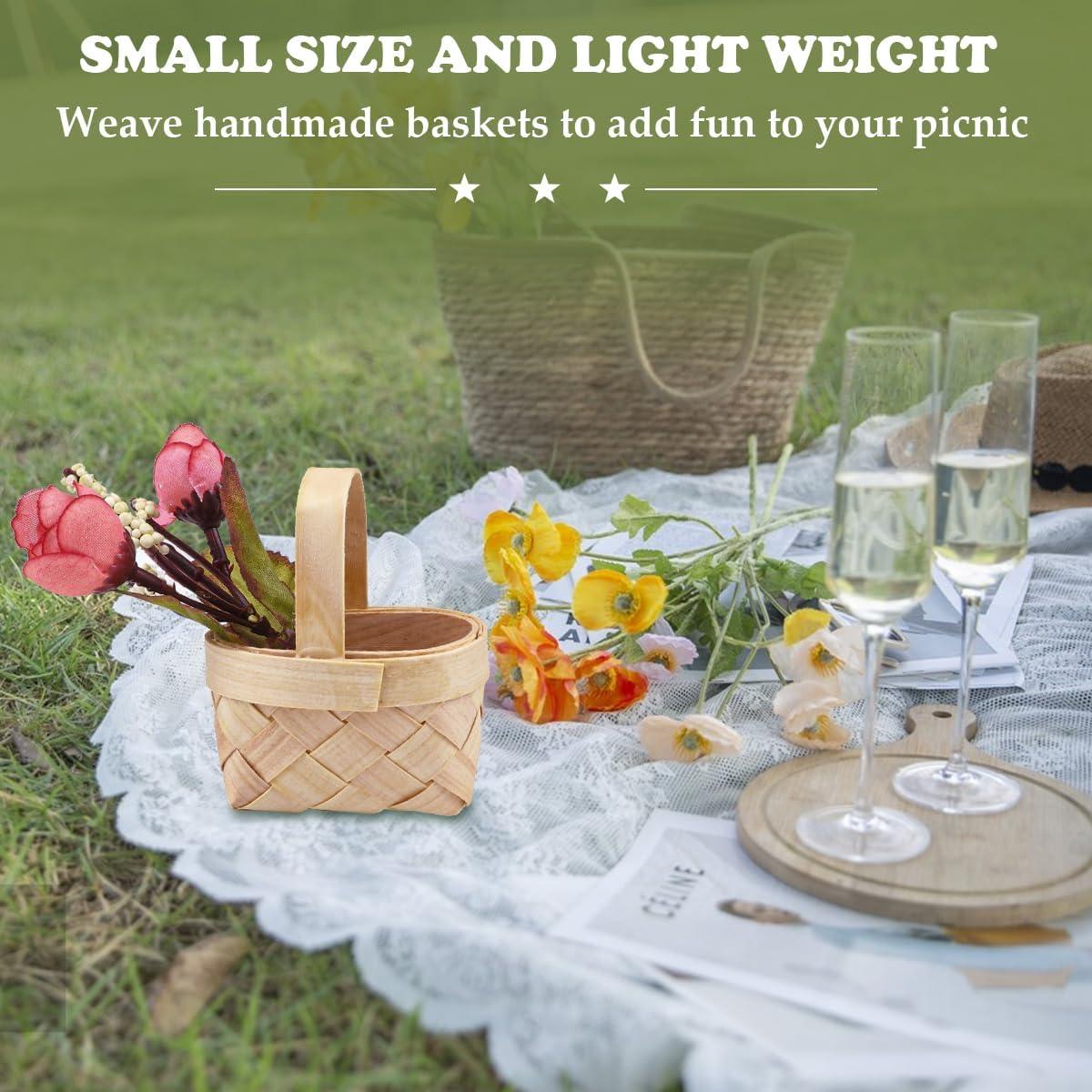 15 Mini Cestas de Madera Tejidas LNQ LUNIQI - 6.2x4.8x7.4cm