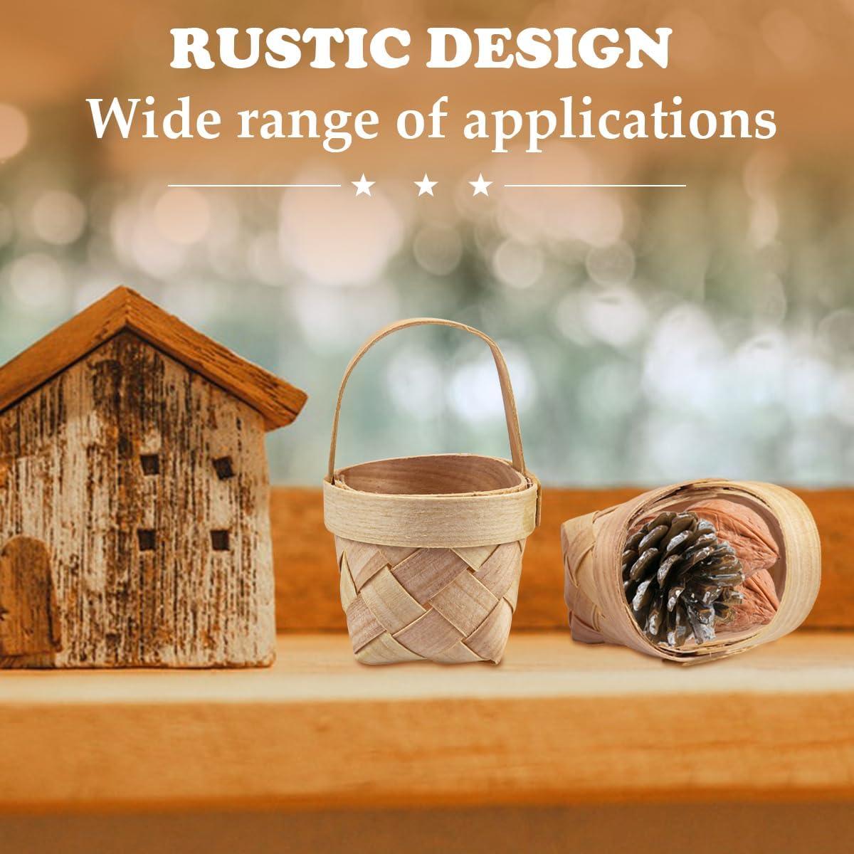 15 Mini Cestas de Madera Tejidas LNQ LUNIQI - 6.2x4.8x7.4cm