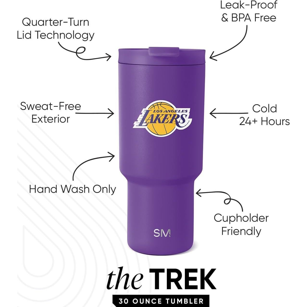 Vaso Simple Modern 887ml Los Angeles Lakers con tapa y popotes