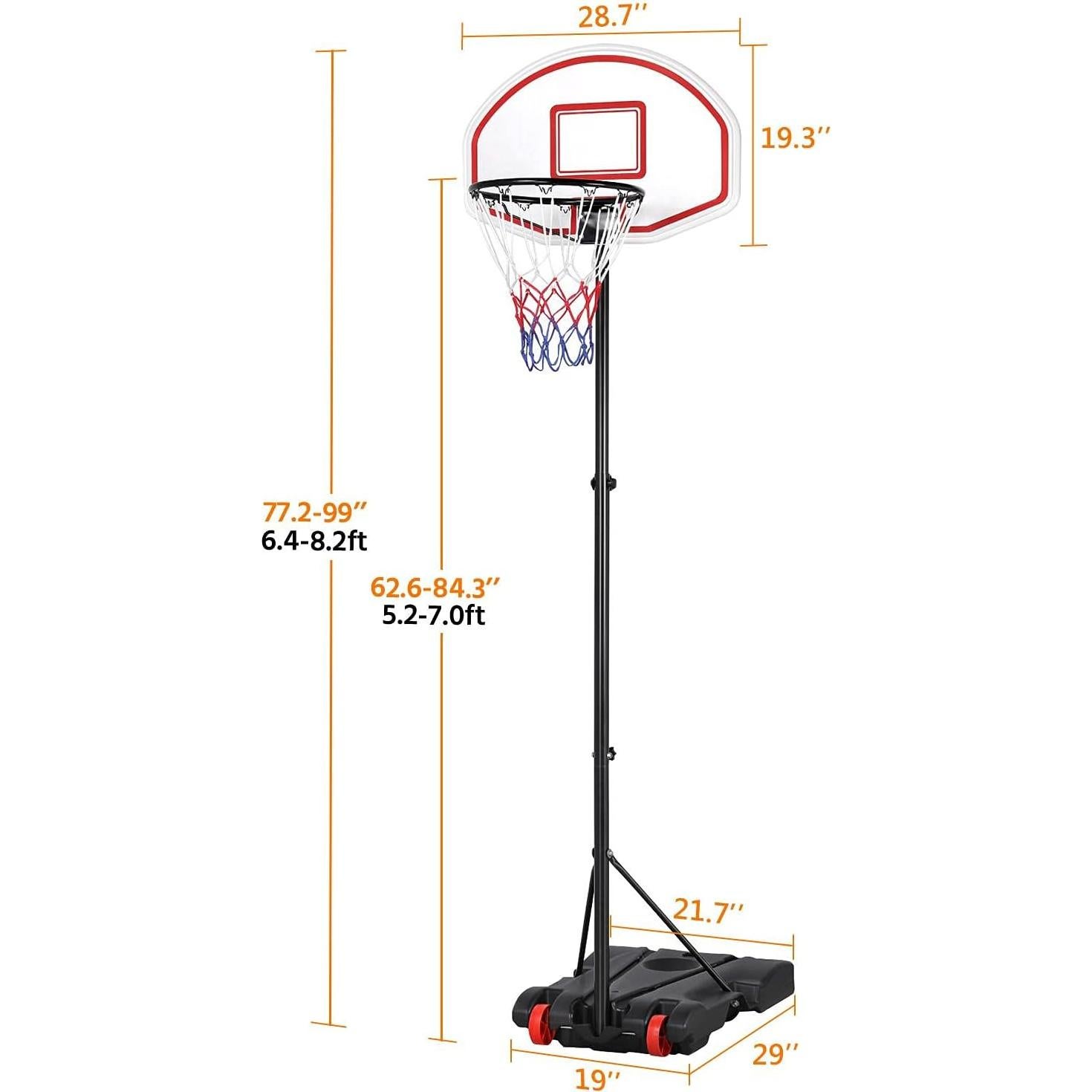 Aro de Baloncesto Portátil Yaheetech Ajustable 1.58-2.13m