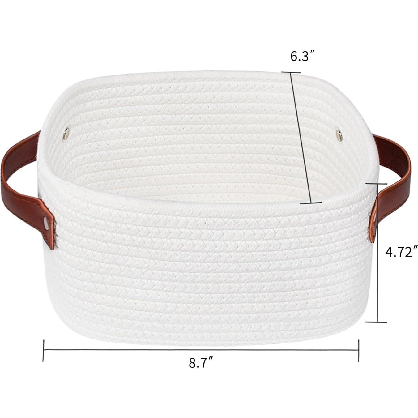 Cesta de Almacenamiento ABenkle Mini Algodón Blanca 22x16x12cm