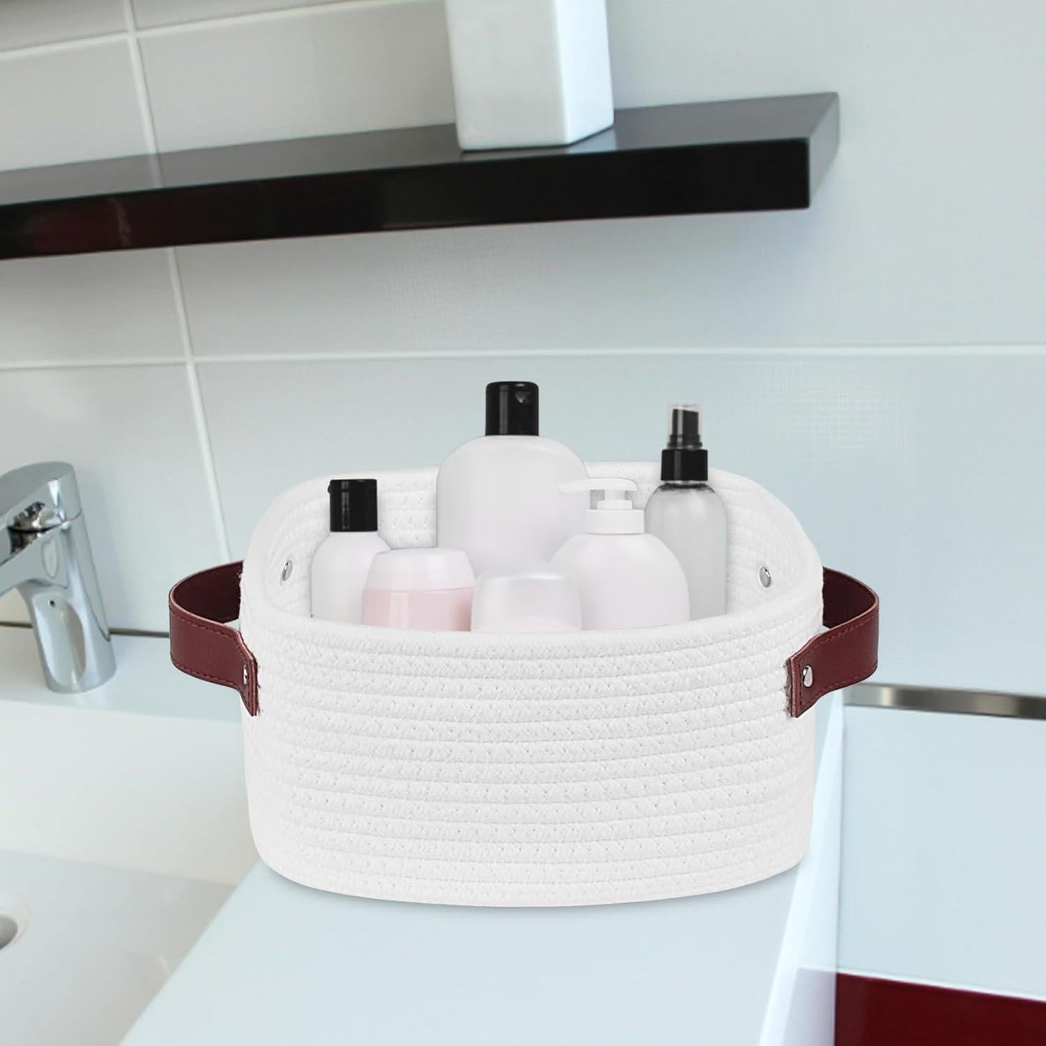 Cesta de Almacenamiento ABenkle Mini Algodón Blanca 22x16x12cm