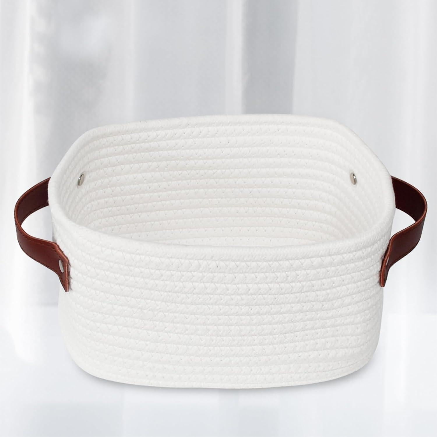 Cesta de Almacenamiento ABenkle Mini Algodón Blanca 22x16x12cm