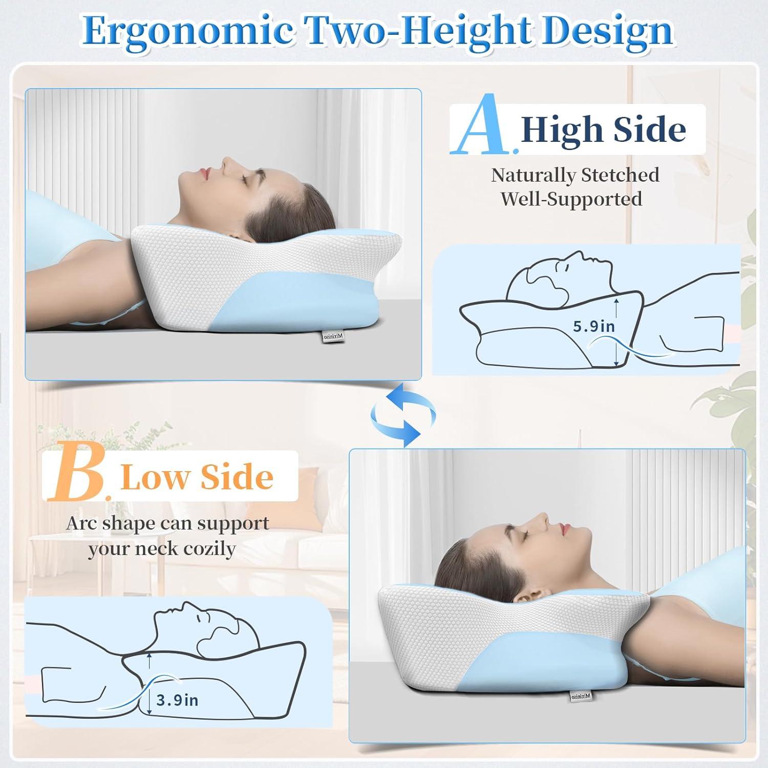 Almohada Cervical Ergonómica Mixiniso CS-1468 con Funda Refrigerante