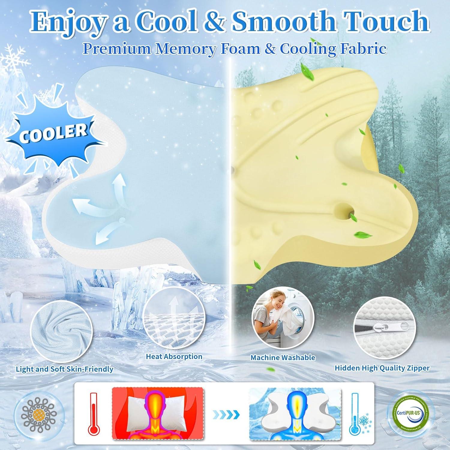 Almohada Cervical Ergonómica Mixiniso CS-1468 con Funda Refrigerante