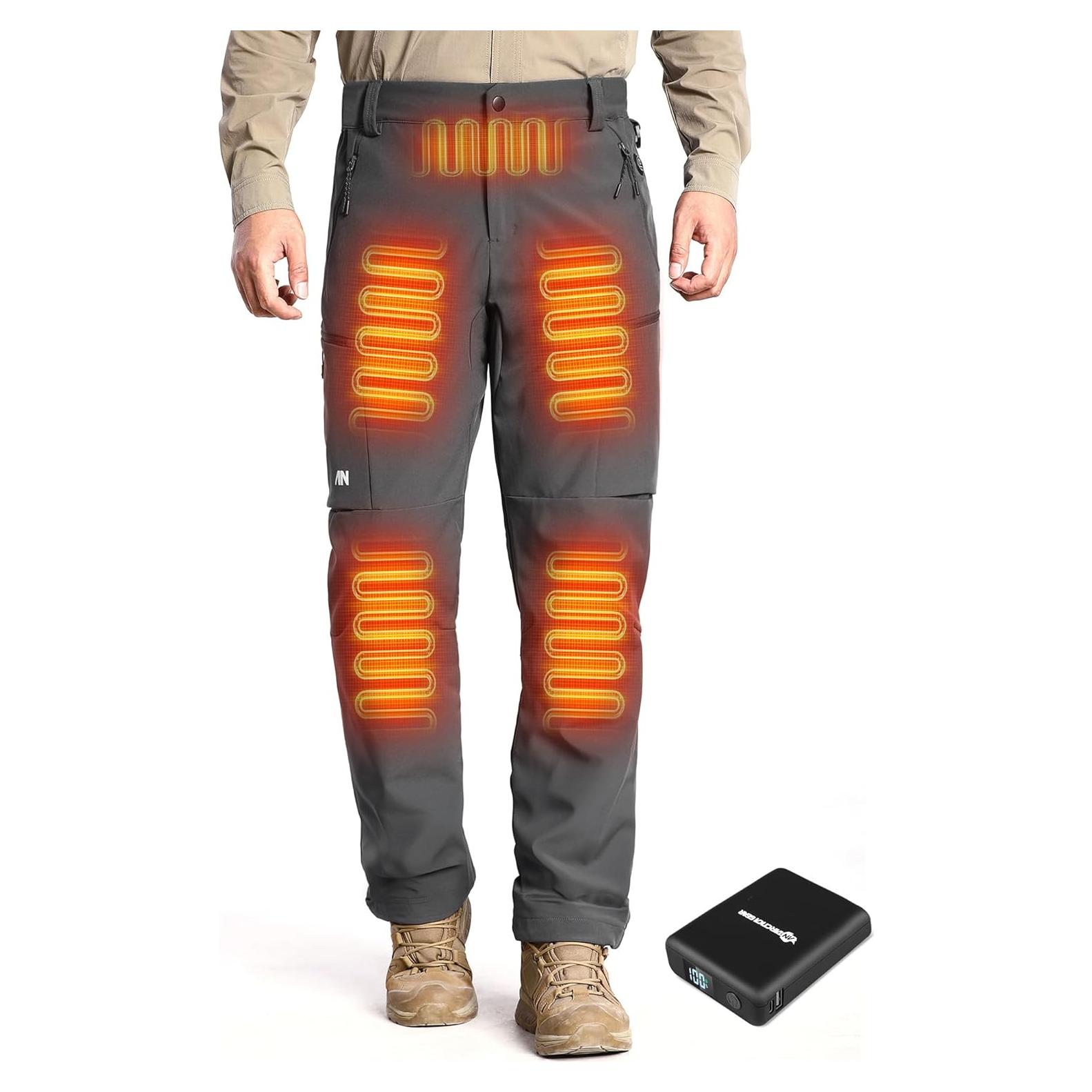 Pantalones Calentados para Hombres Softshell 12V 5 Zonas Calor