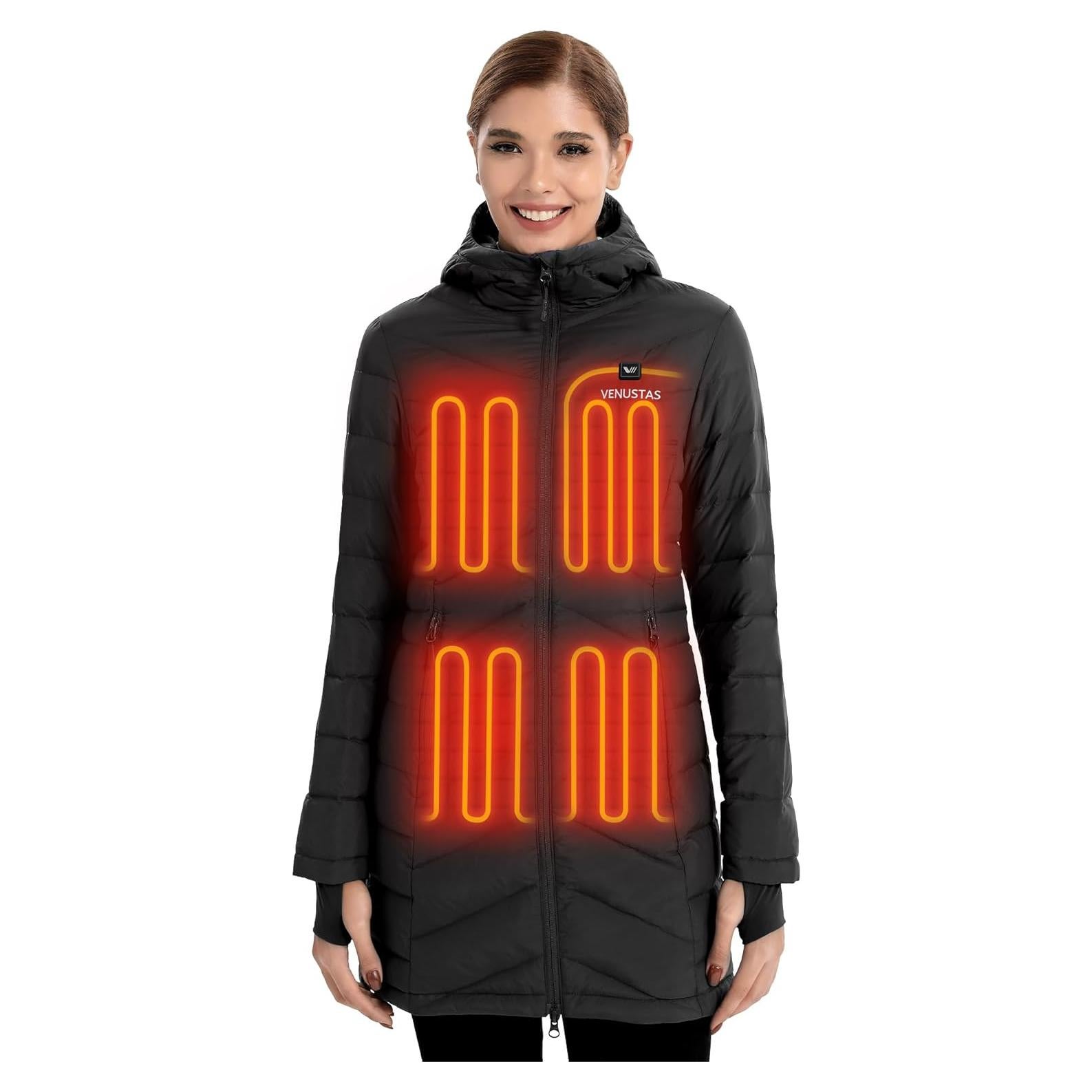 Chaqueta calefaccionada larga Venustas para mujer 90% plumón