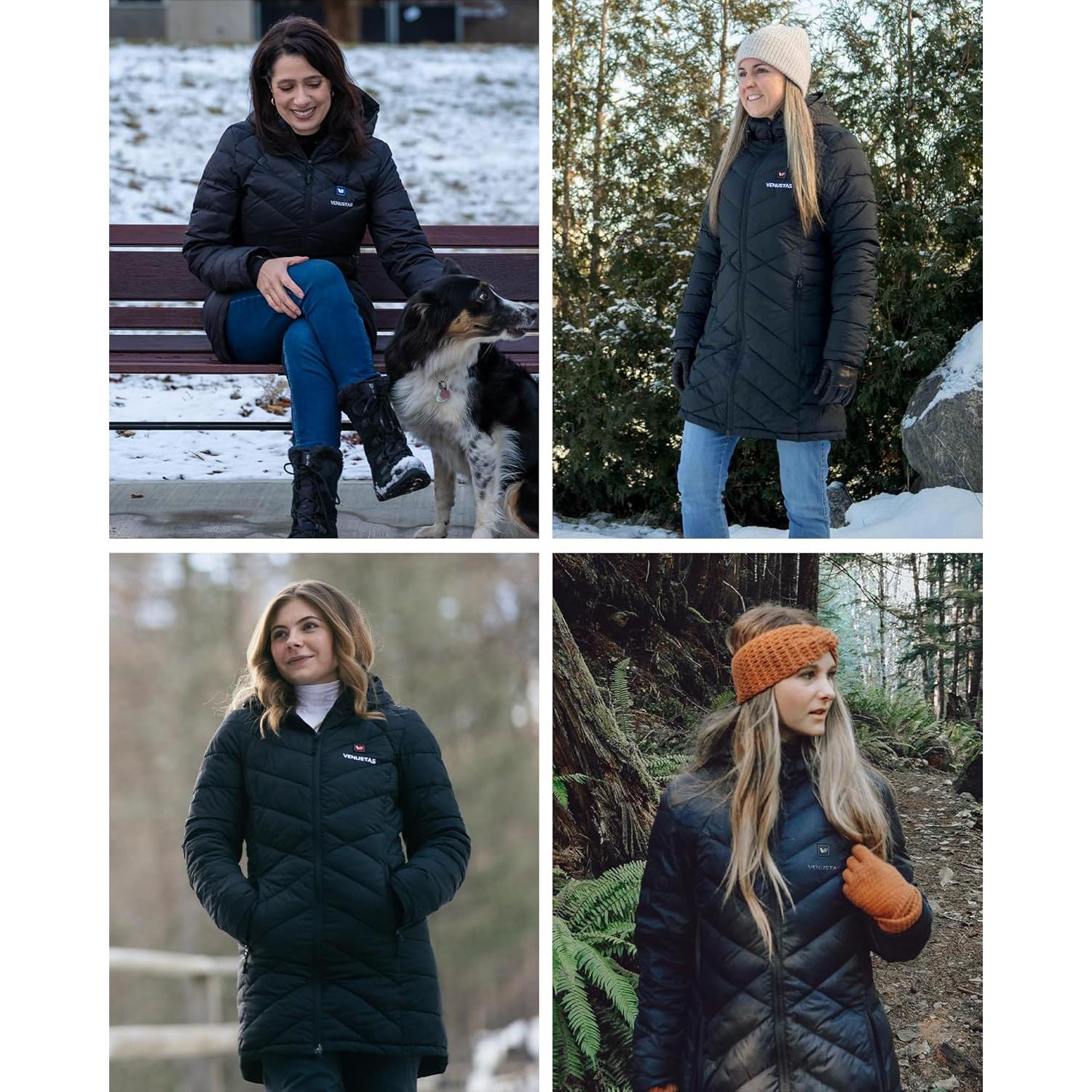 Chaqueta calefaccionada larga Venustas para mujer 90% plumón