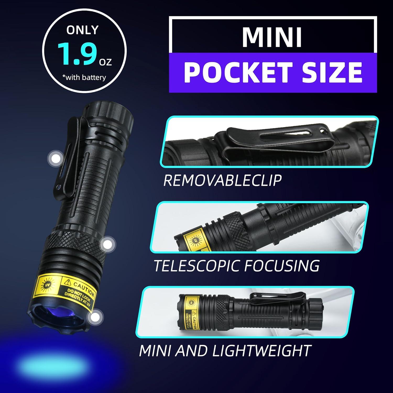 Linterna UV DARKBEAM 365nm Recargable USB-C Compacta