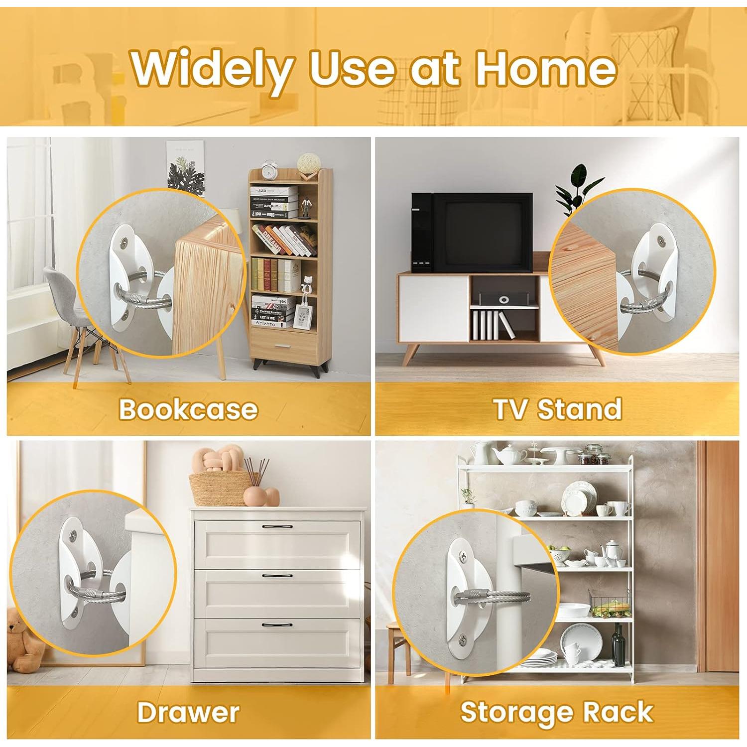 Anclajes de Muebles Booda Brand - Paquete de 10 - Seguridad Infantil