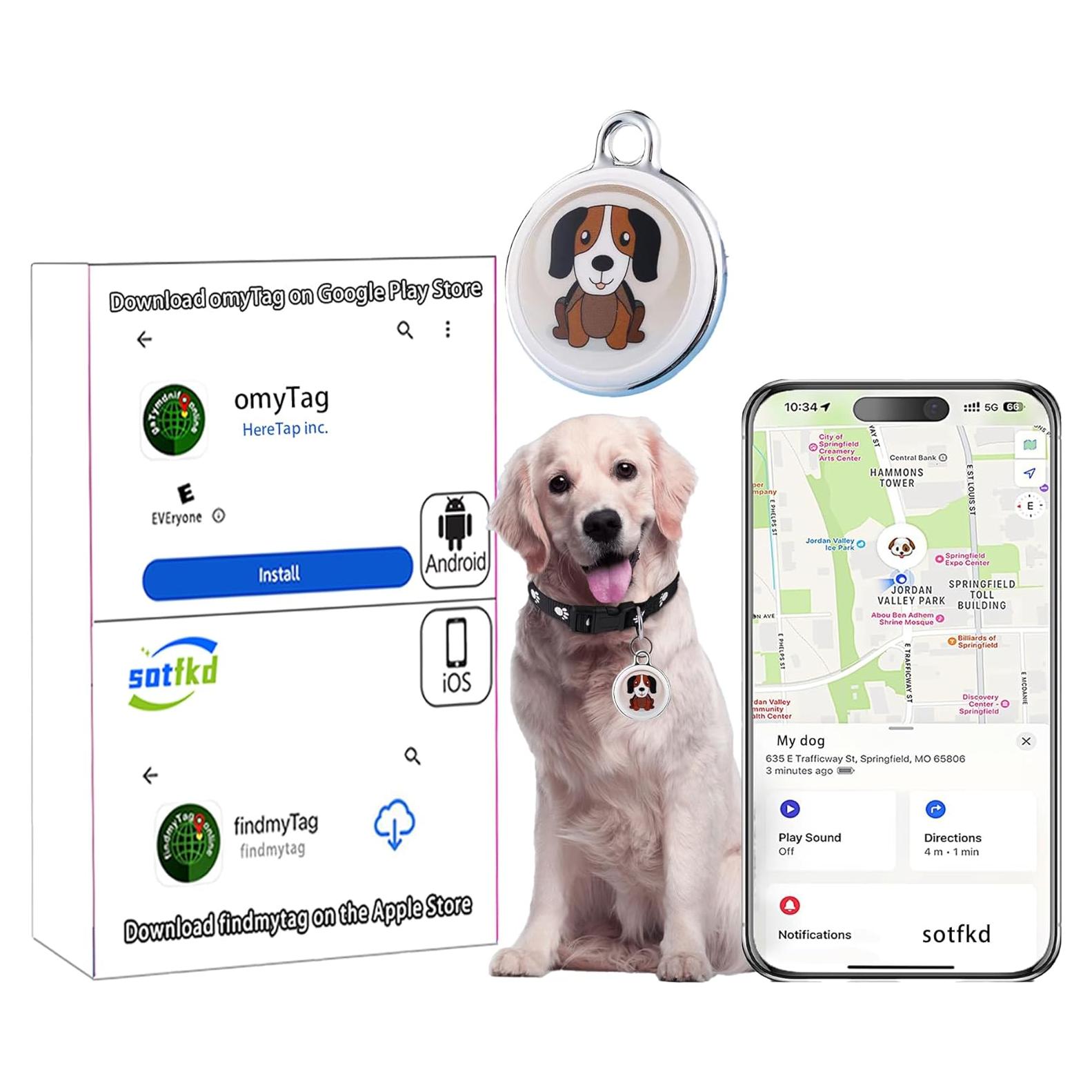 Rastreador GPS para Perros Sotfkd - Collar Universal Android/iOS