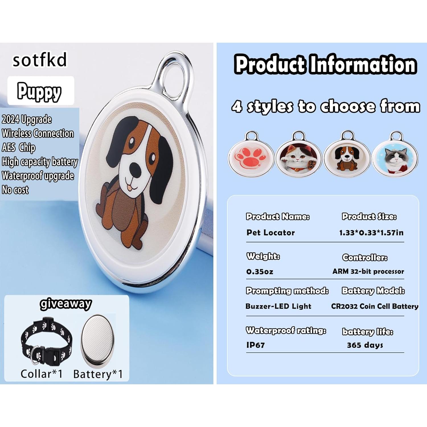 Rastreador GPS para Perros Sotfkd - Collar Universal Android/iOS
