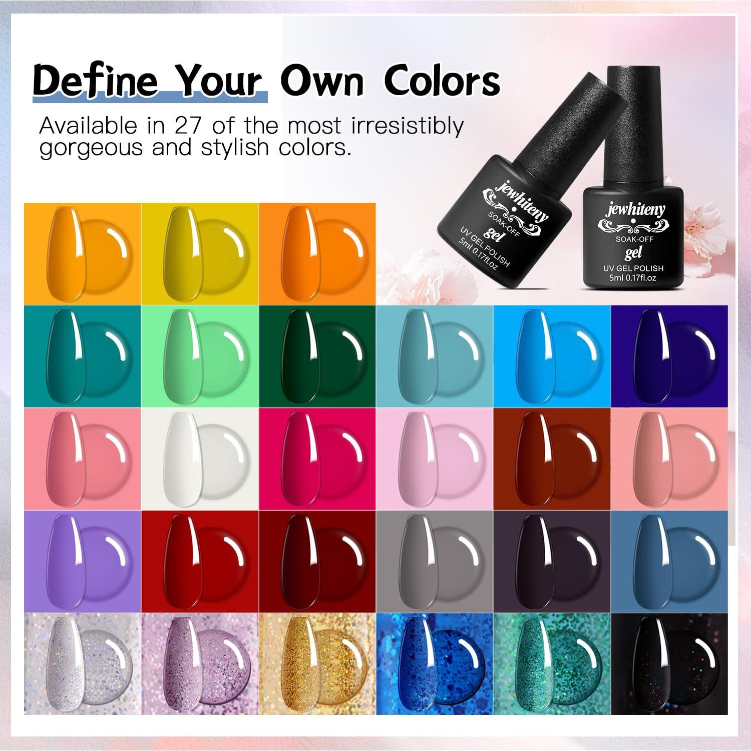Kit de Esmalte de Uñas Gel 27 Colores + Lámpara UV JEWHITENY