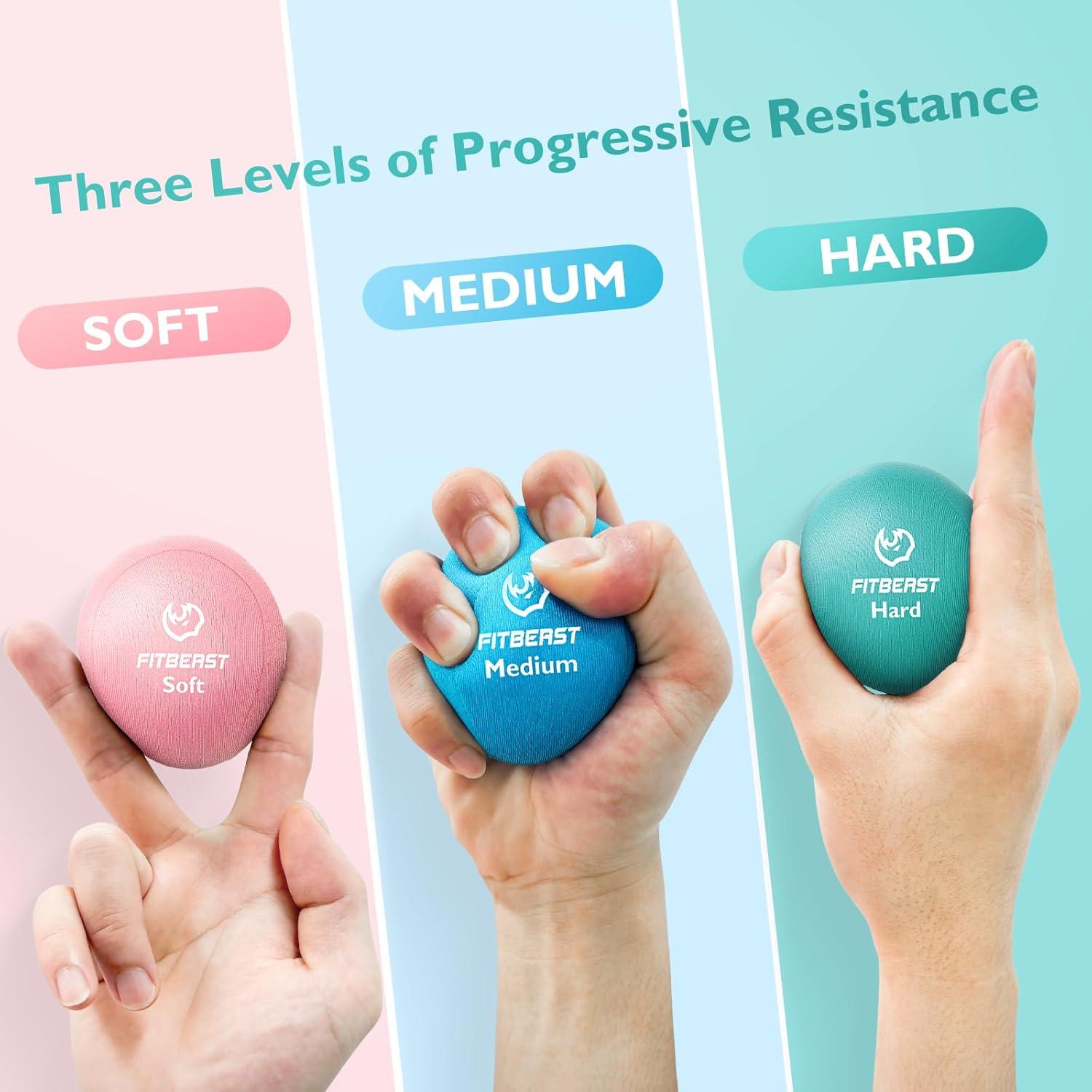 Set de 6 Pelotas Antiestrés FitBeast - Suave, Media, Dura