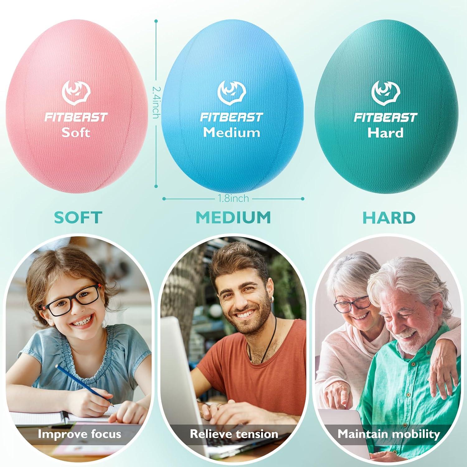 Set de 6 Pelotas Antiestrés FitBeast - Suave, Media, Dura