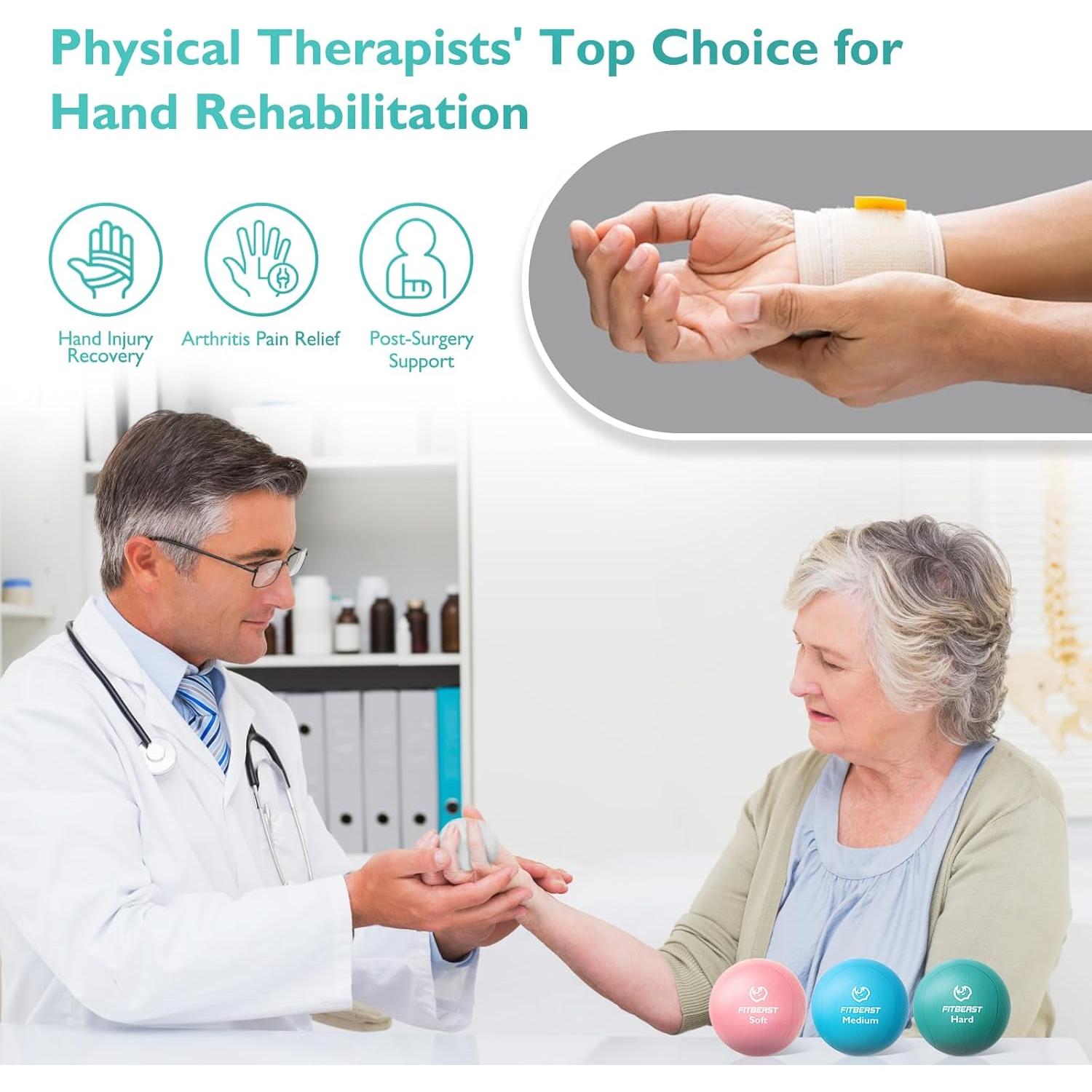 Set de 6 Pelotas Antiestrés FitBeast - Suave, Media, Dura