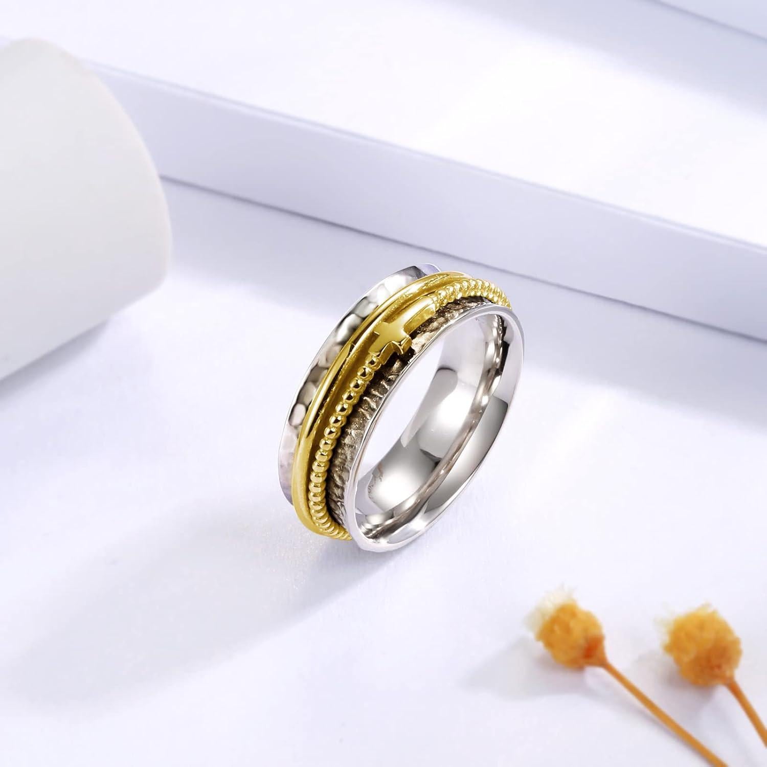 Anillo Fidget Giratorio de Plata Esterlina 925 para Mujeres