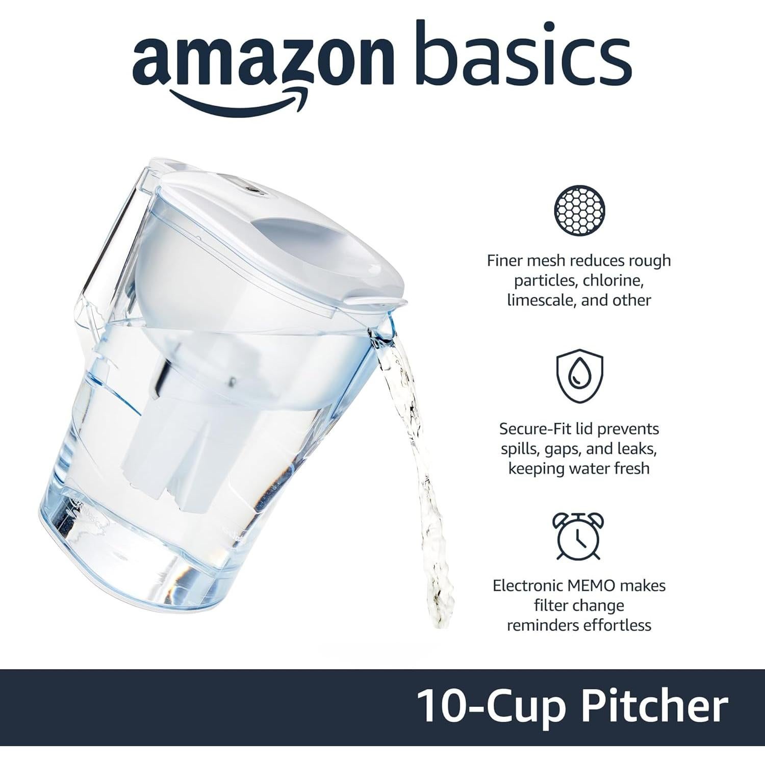 Jarra de Agua Amazon Basics 10 Tazas con Filtro Brita
