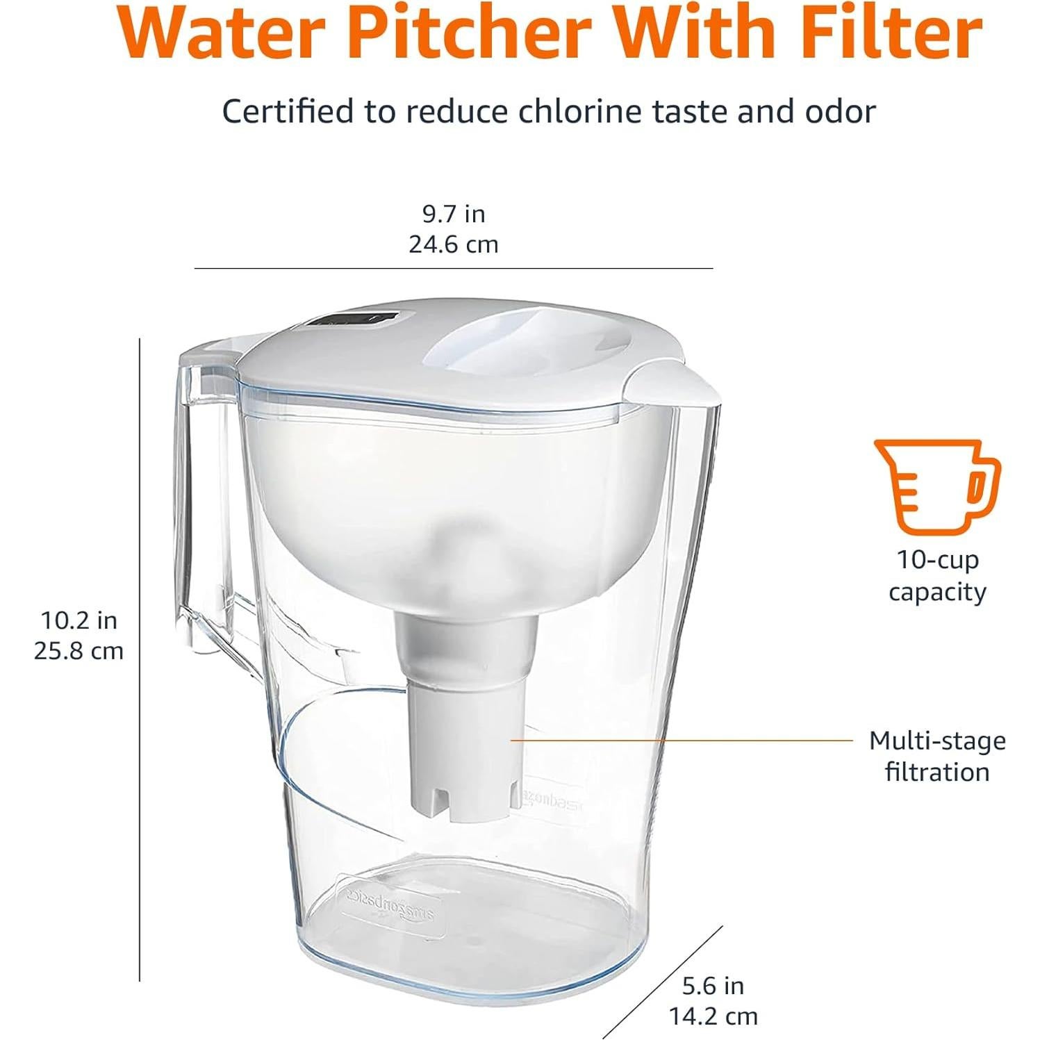 Jarra de Agua Amazon Basics 10 Tazas con Filtro Brita
