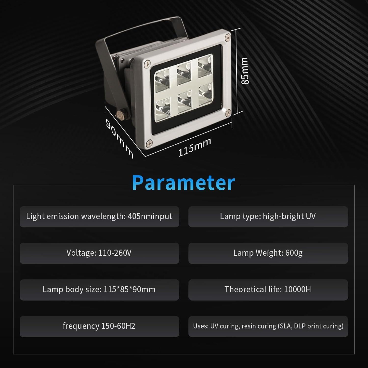 Lámpara UV LED Geeetech 405nm 60W para Curado Rápido 3D