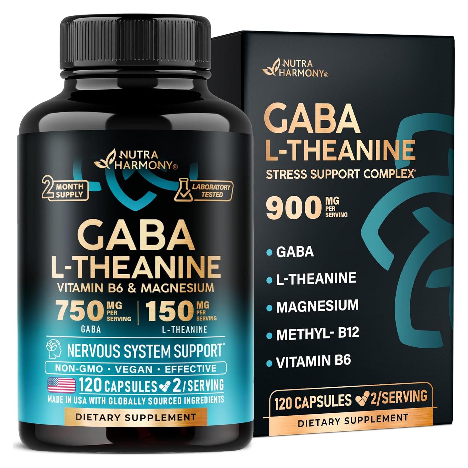 GABA 750 mg Nutra Harmony - 120 Cápsulas Veganas para Calma