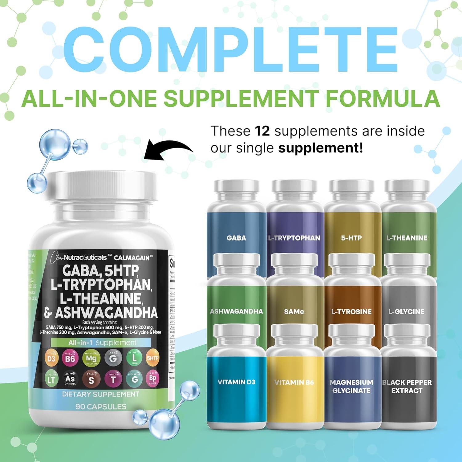 Suplemento CalmAgain Clean Nutraceuticals 60 Cápsulas GABA 750mg