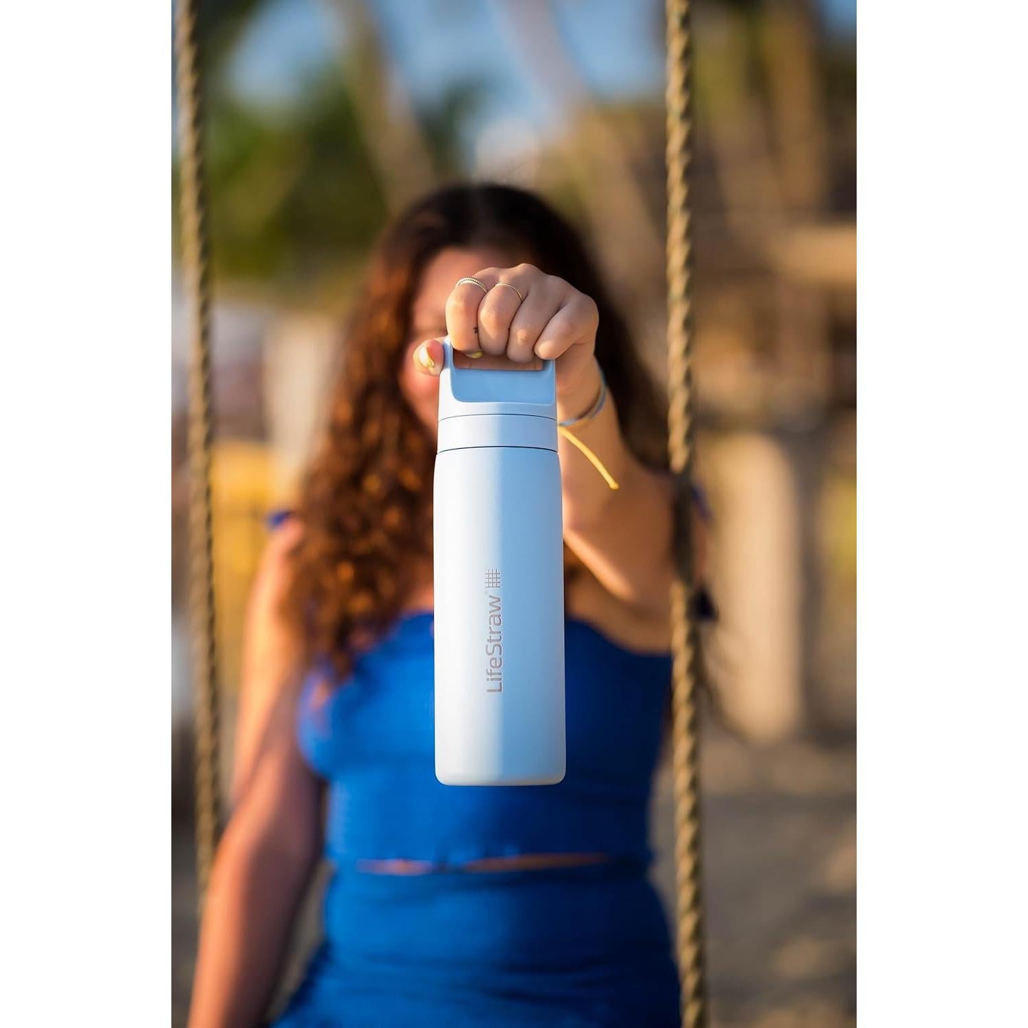 Botella LifeStraw Go Series 18 oz Acero Inoxidable Azul