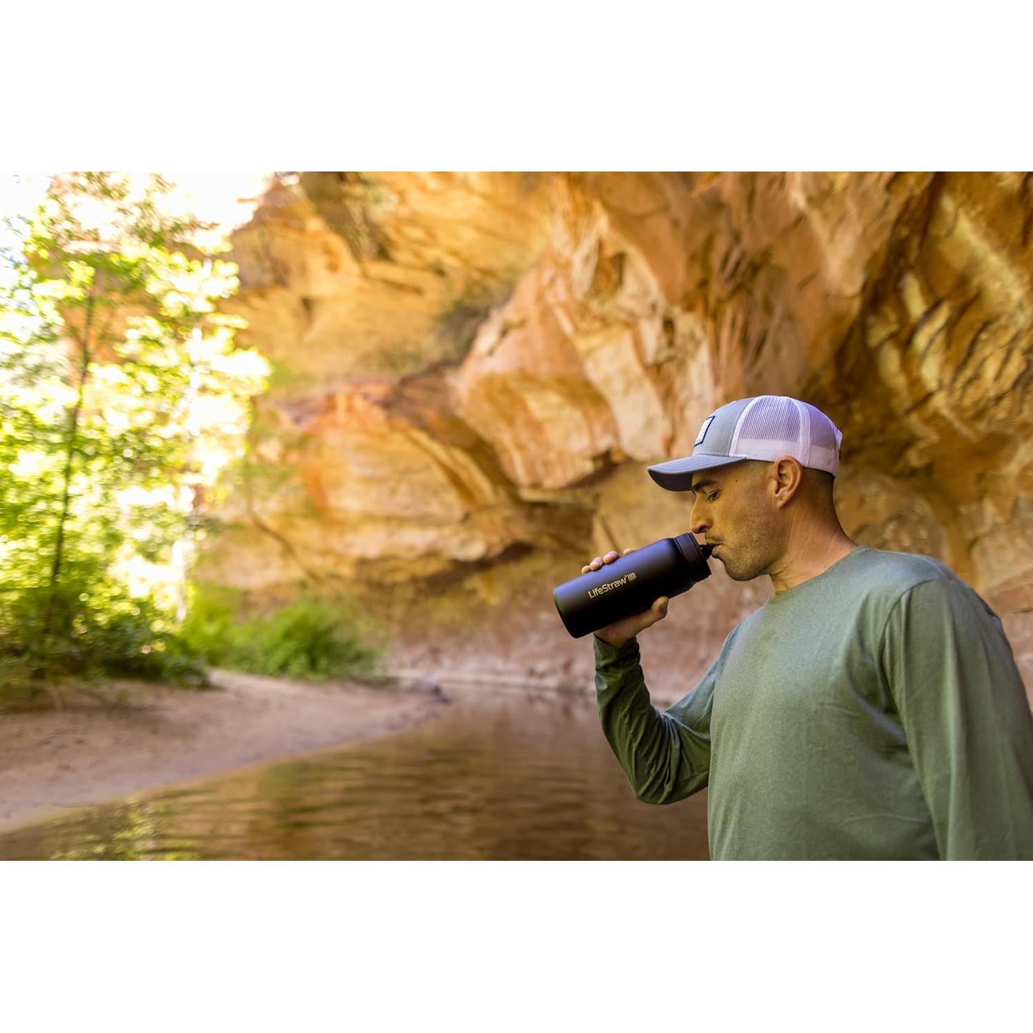 Botella LifeStraw Go Series 18 oz Acero Inoxidable Azul