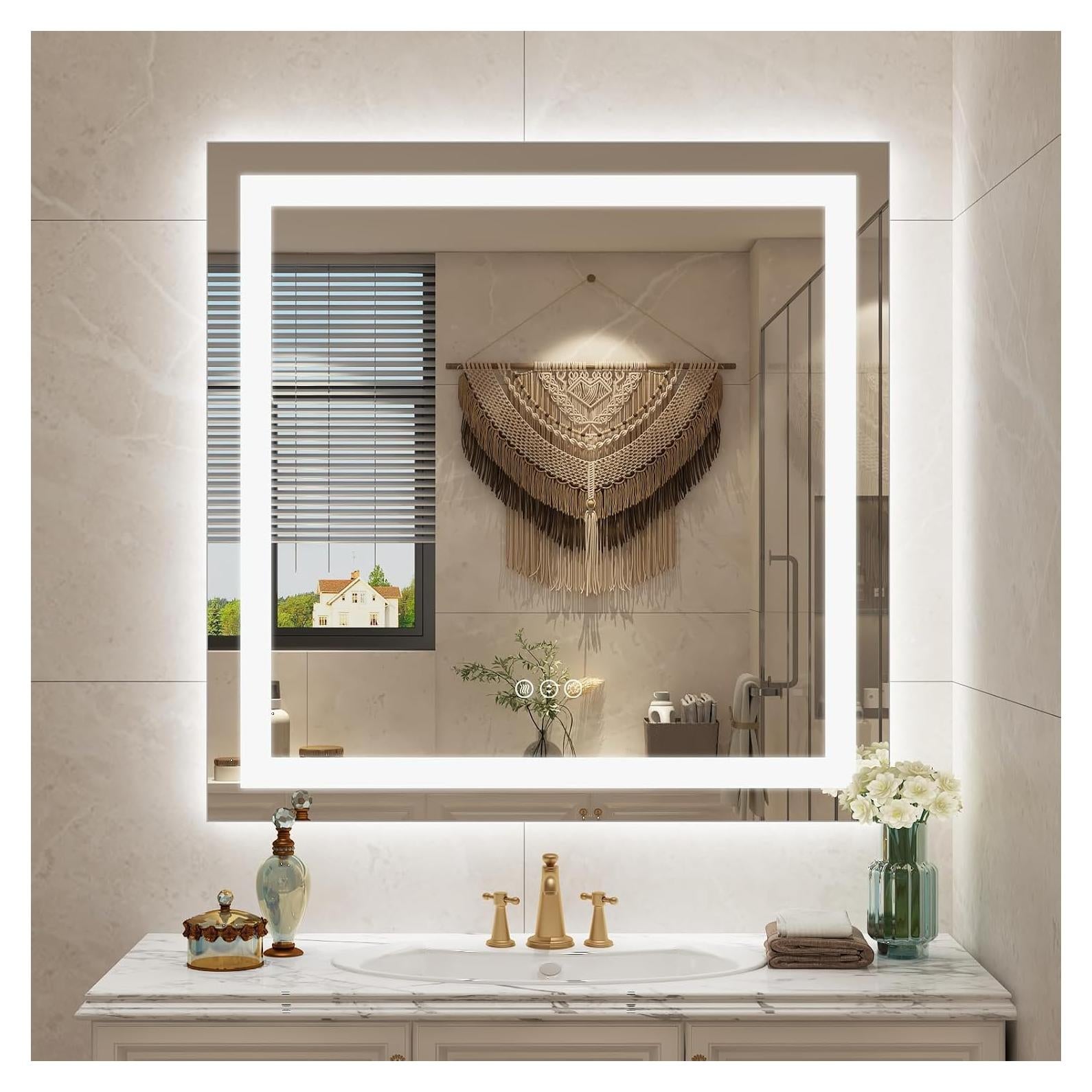 Espejo de Baño LED ODDSAN 30x30cm Cuadrado Anti-vaho