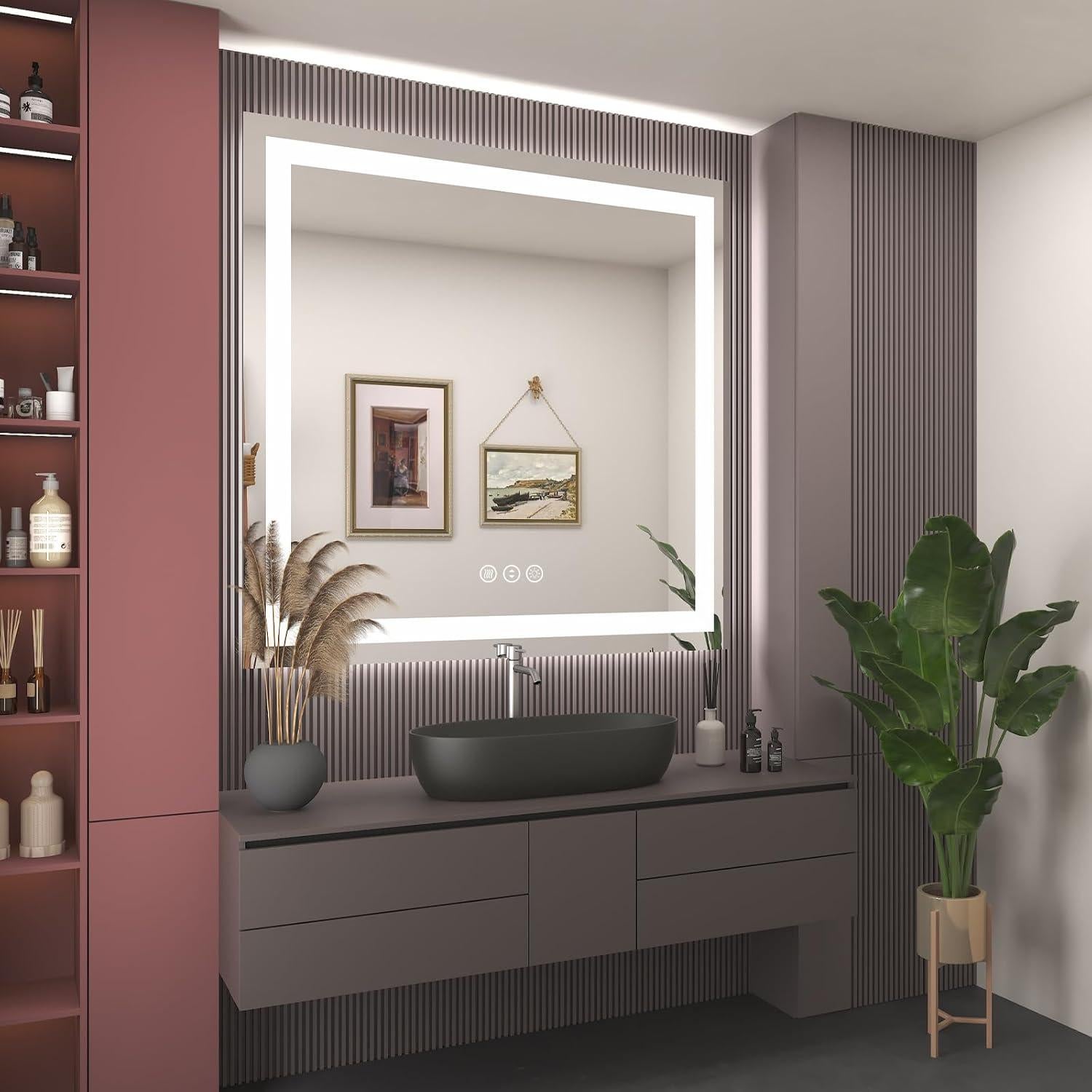 Espejo de Baño LED ODDSAN 30x30cm Cuadrado Anti-vaho