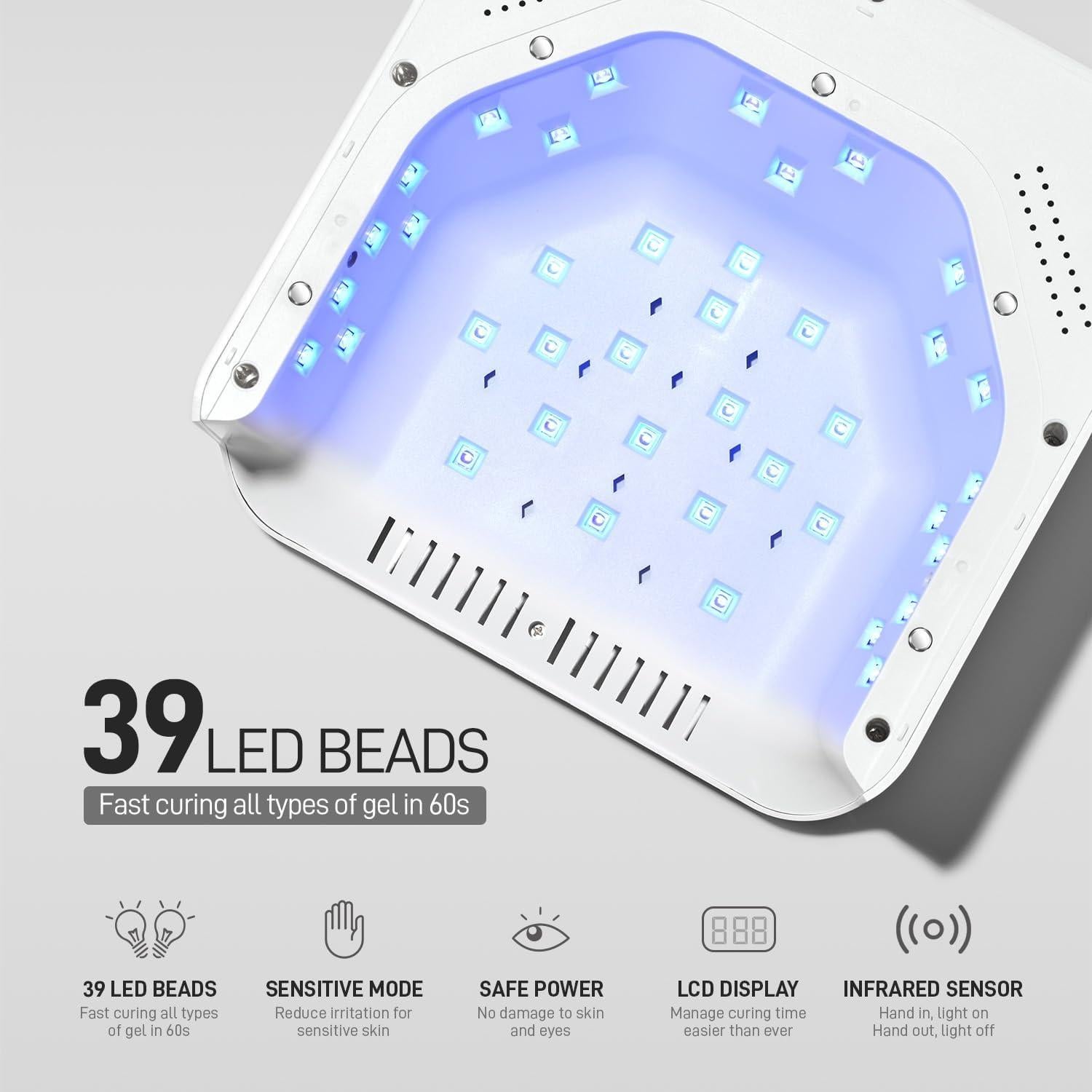 Lámpara UV LED Inalámbrica GAOY para Uñas de Gel, 7800mAh