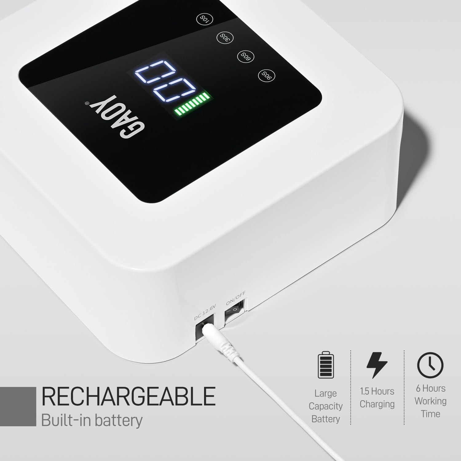 Lámpara UV LED Inalámbrica GAOY para Uñas de Gel, 7800mAh